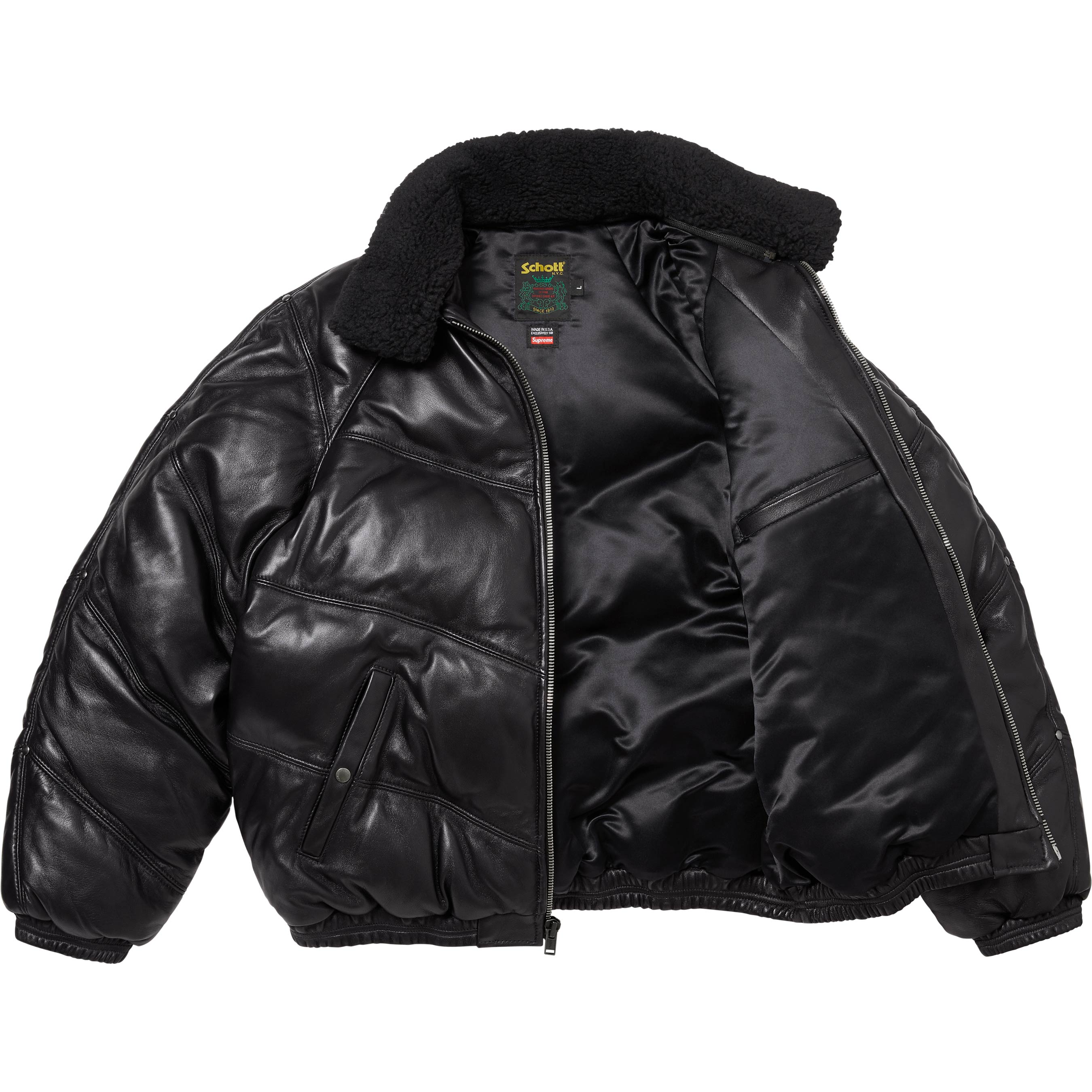 Supreme®/Schott® Chevron Leather Down Puffer Jacket