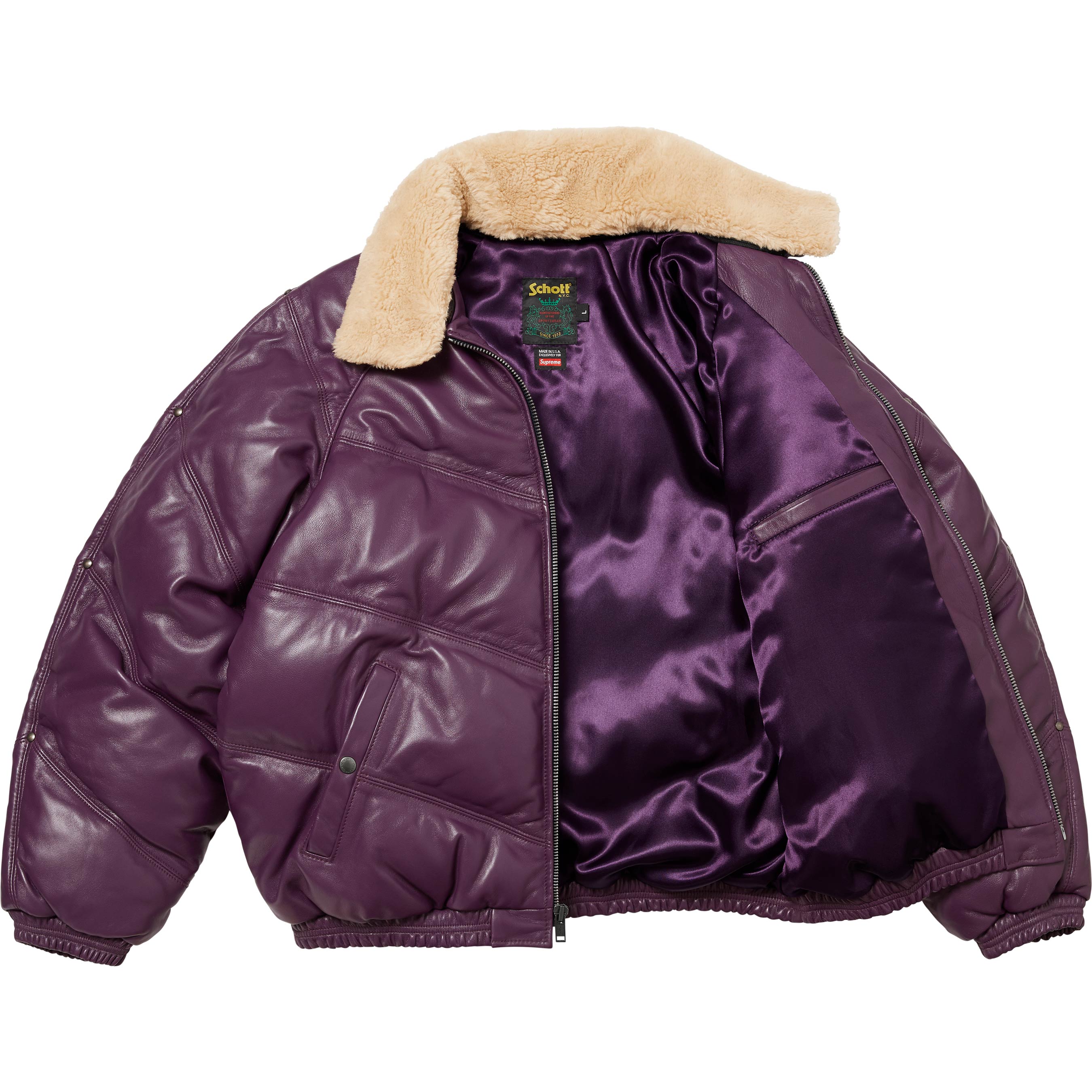 Supreme®/Schott® Chevron Leather Down Puffer Jacket