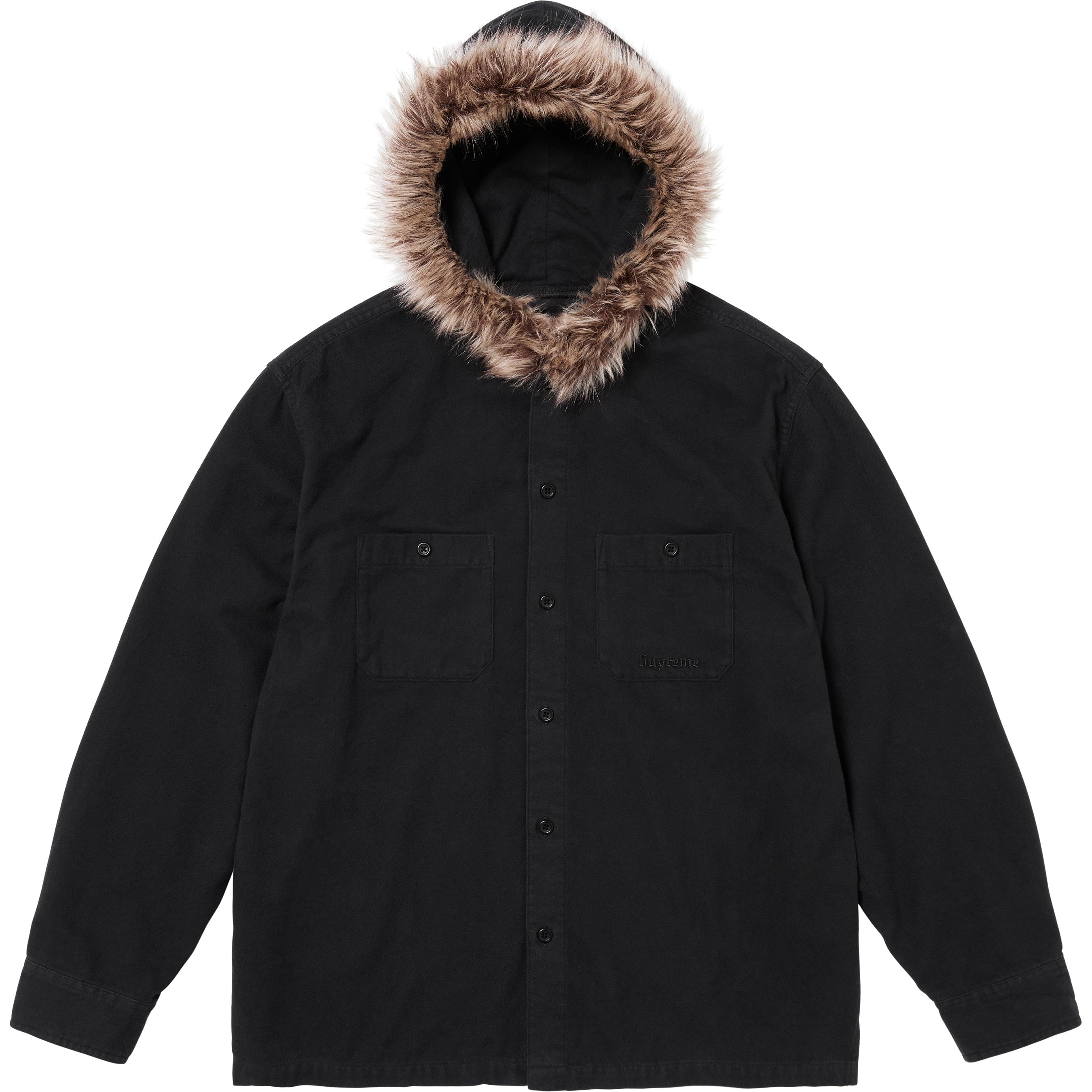 Fur Trim Flannel Hooded Shirt