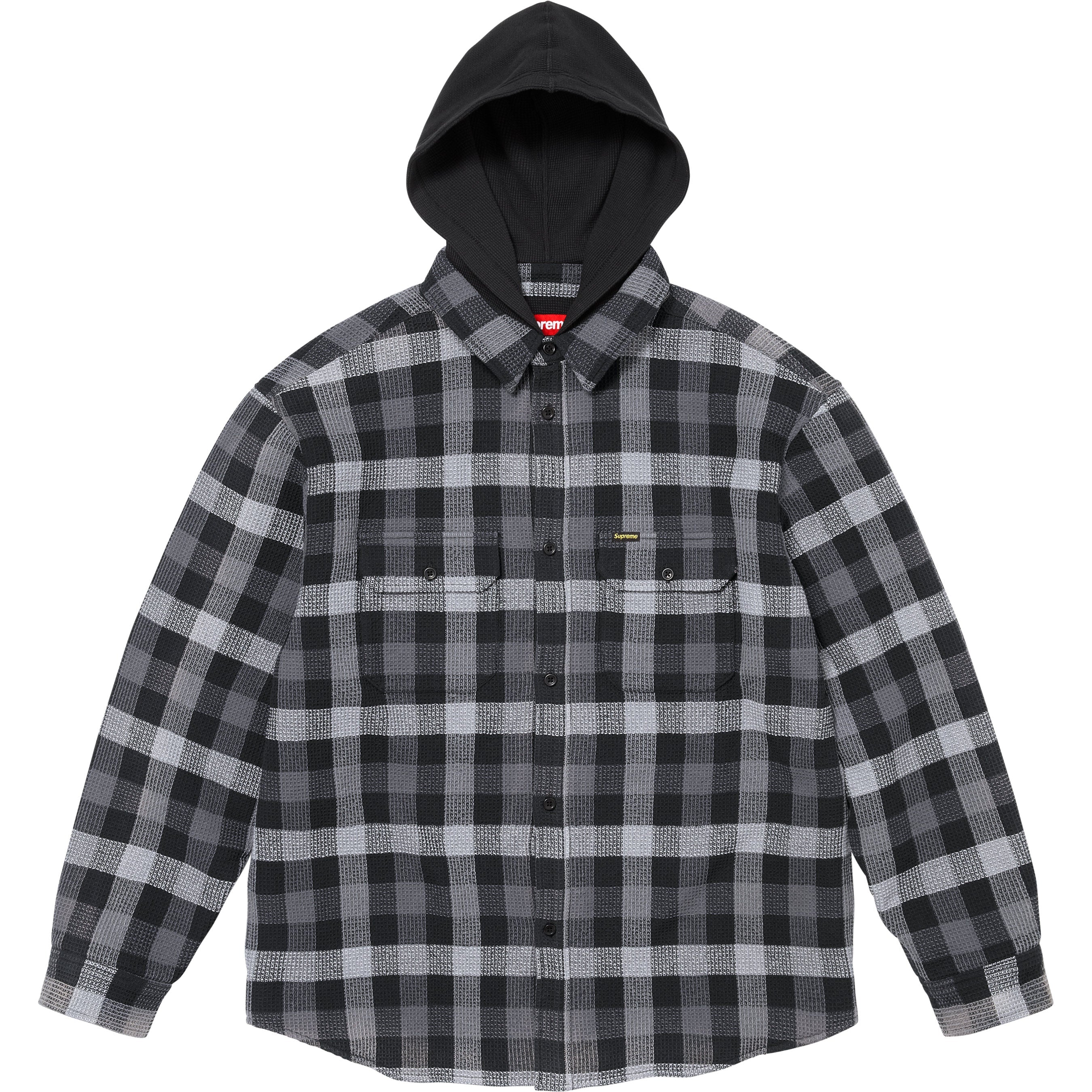 Waffle Plaid Hooded Shirt