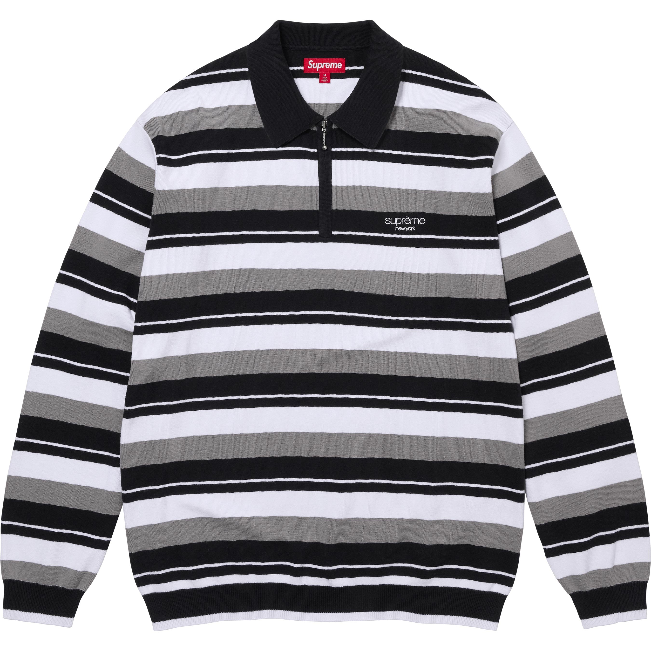 Stripe Zip L/S Polo