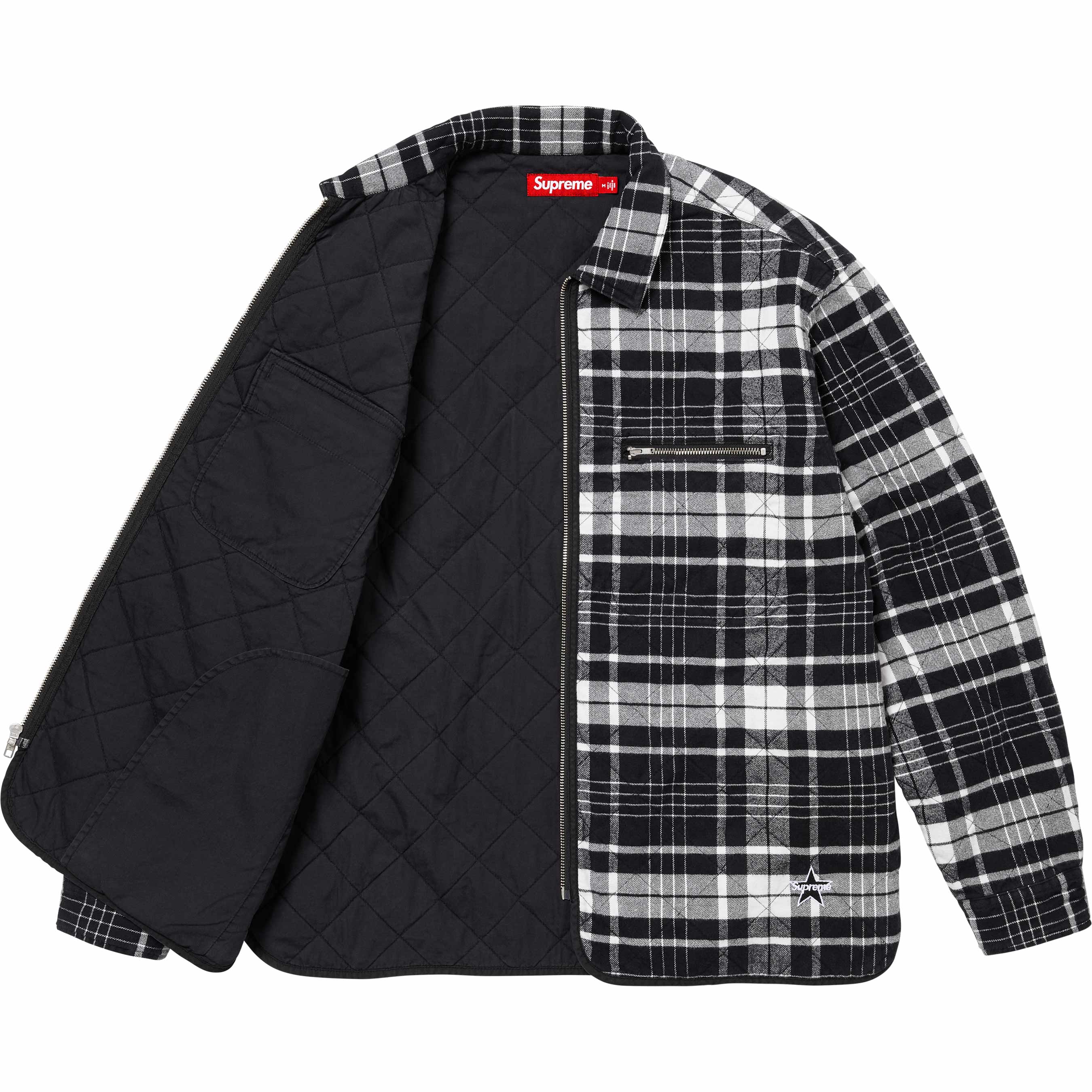 Quilted Flannel Zip Up Shirt