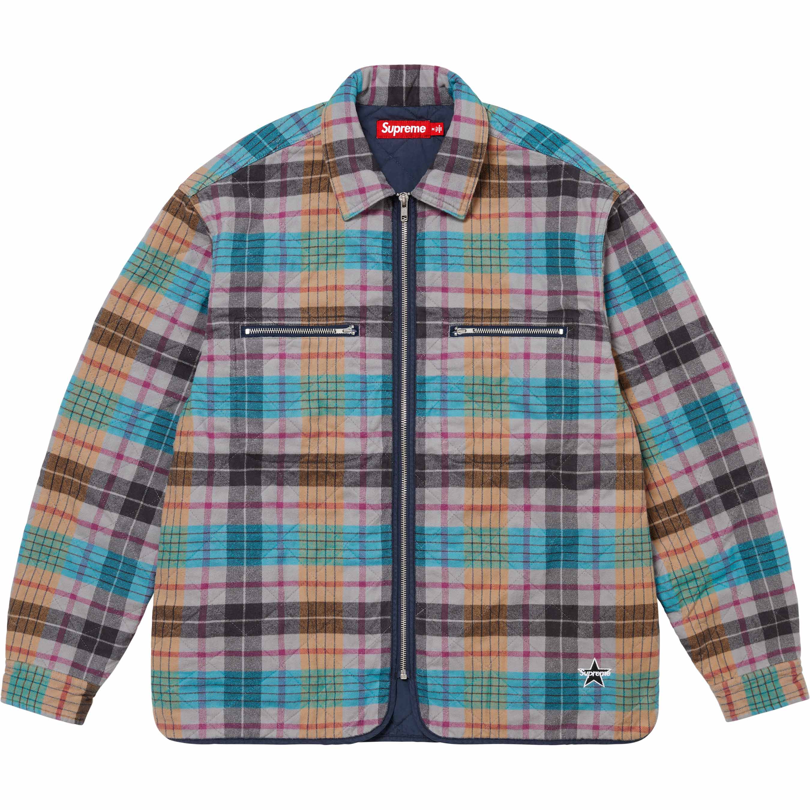 Quilted Flannel Zip Up Shirt