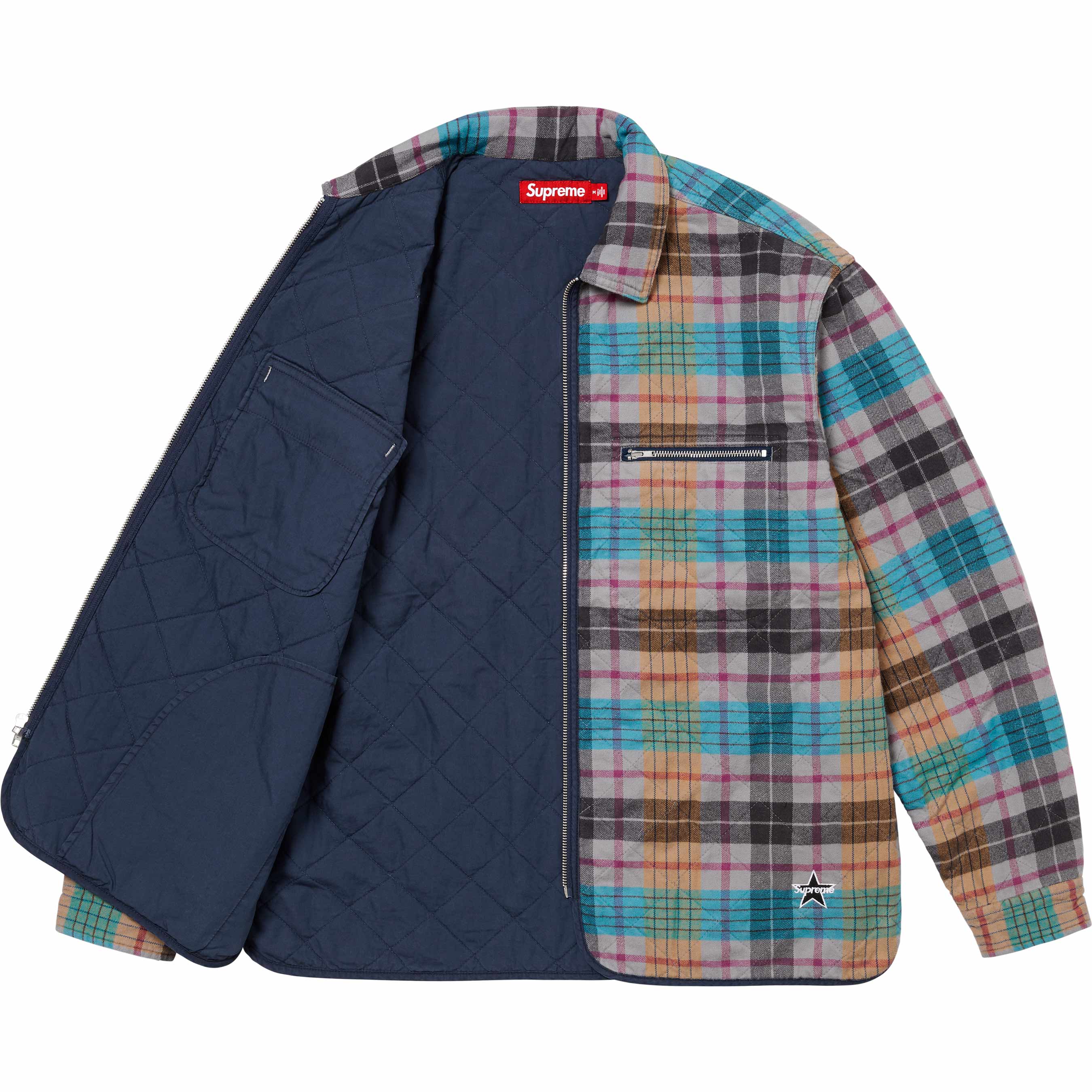 Quilted Flannel Zip Up Shirt