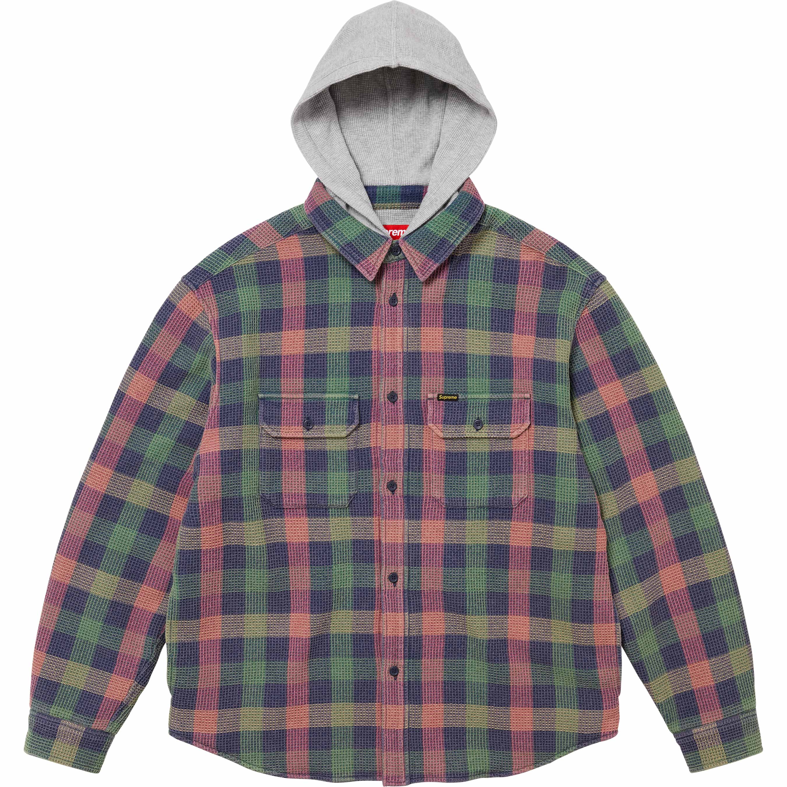 Waffle Plaid Hooded Shirt