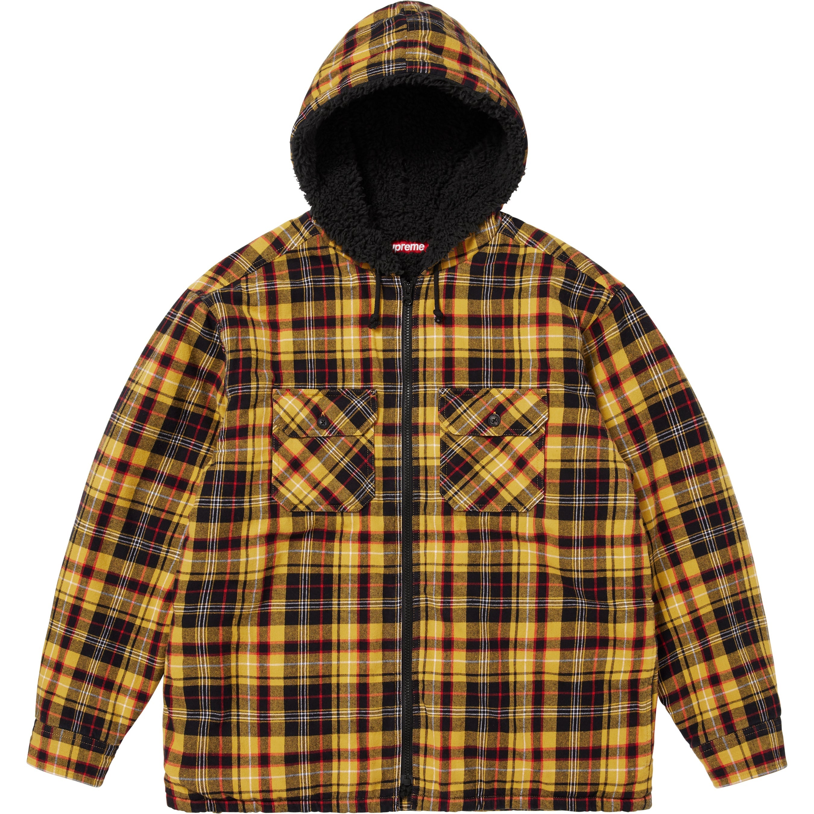 Lined Zip Up Hooded Flannel Shirt