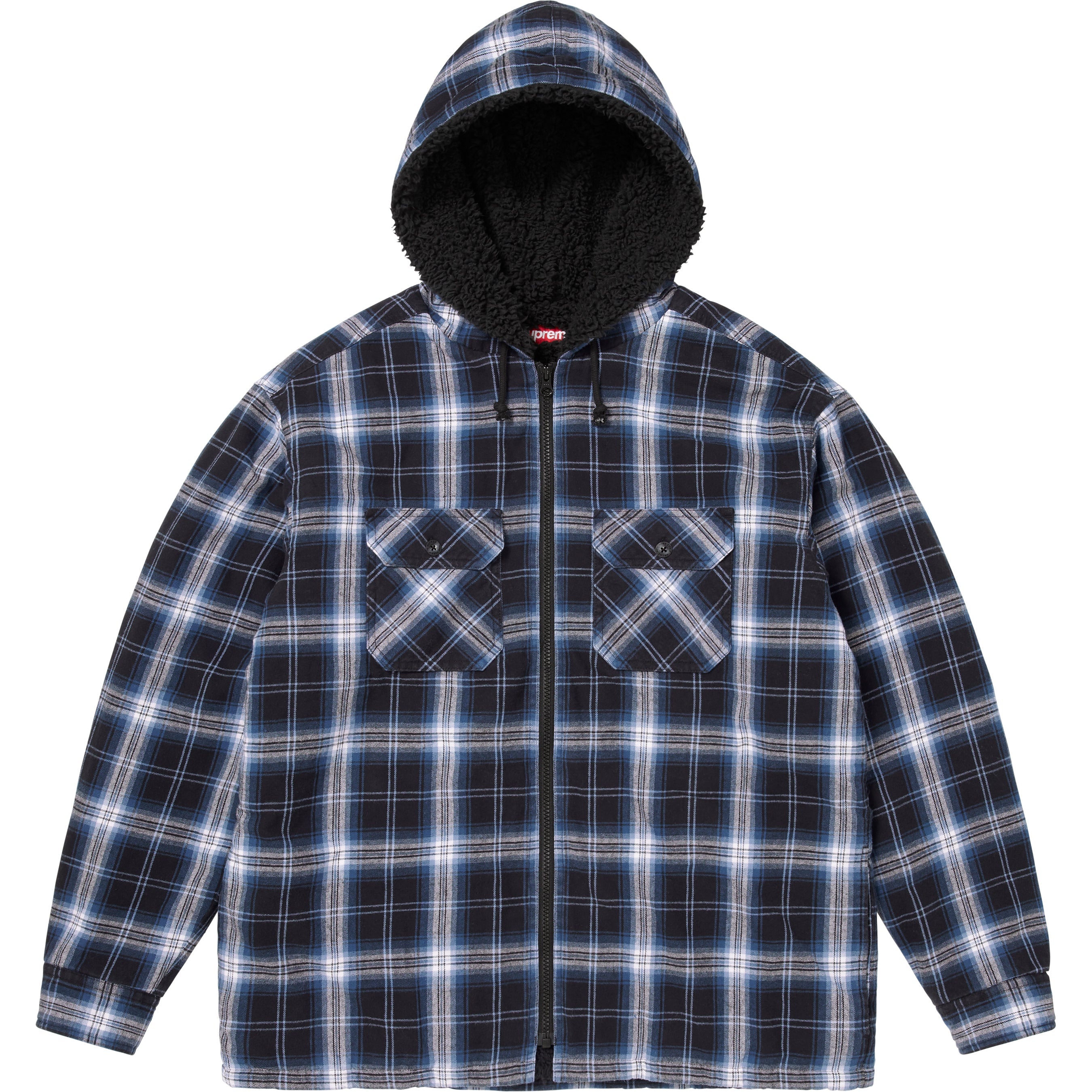 Lined Zip Up Hooded Flannel Shirt
