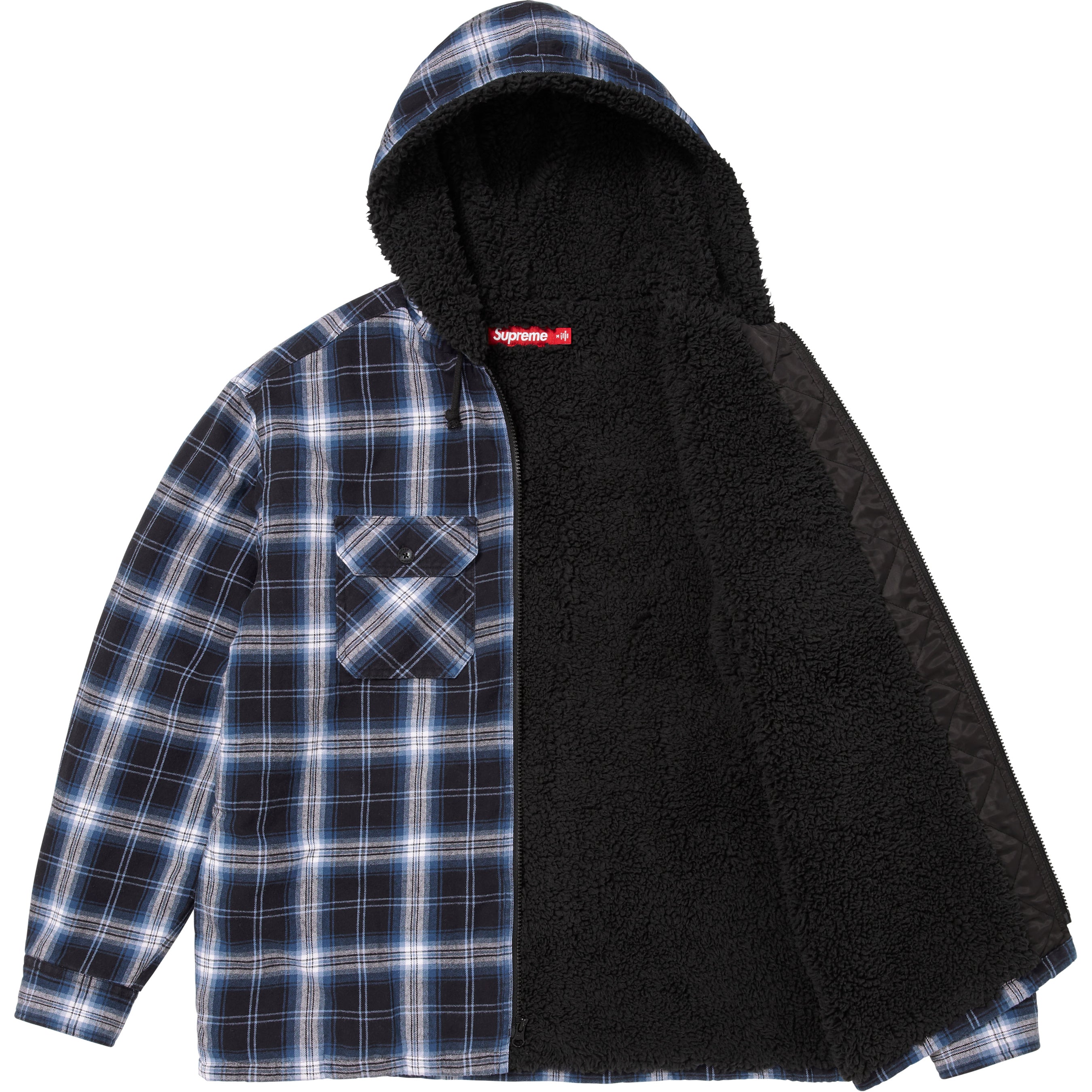 Lined Zip Up Hooded Flannel Shirt