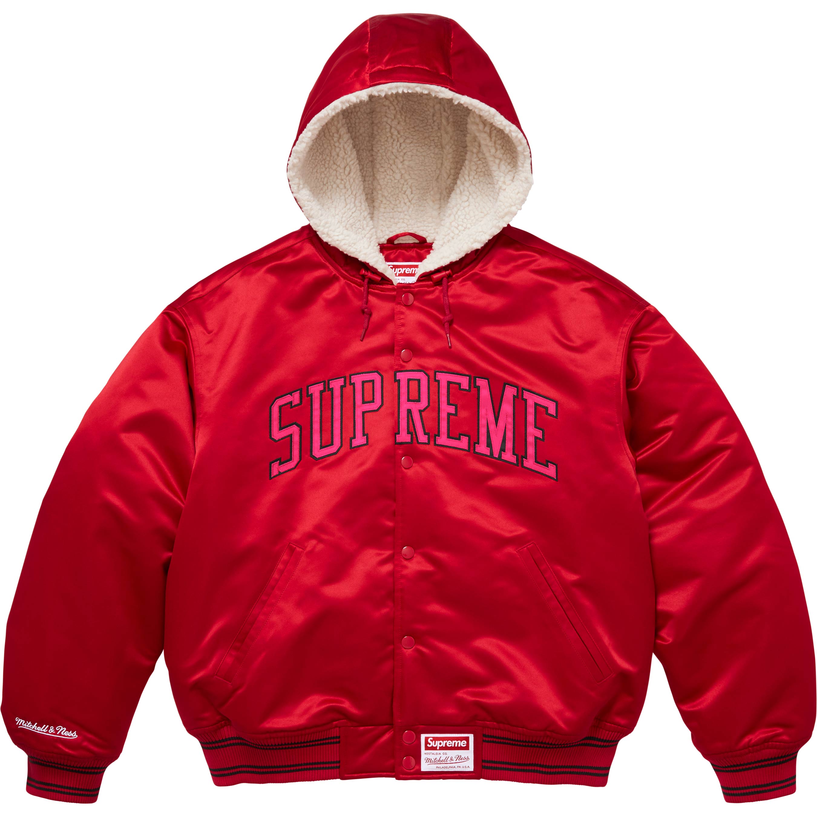 Supreme®/Mitchell & Ness® Lined Hooded Satin Varsity Jacket