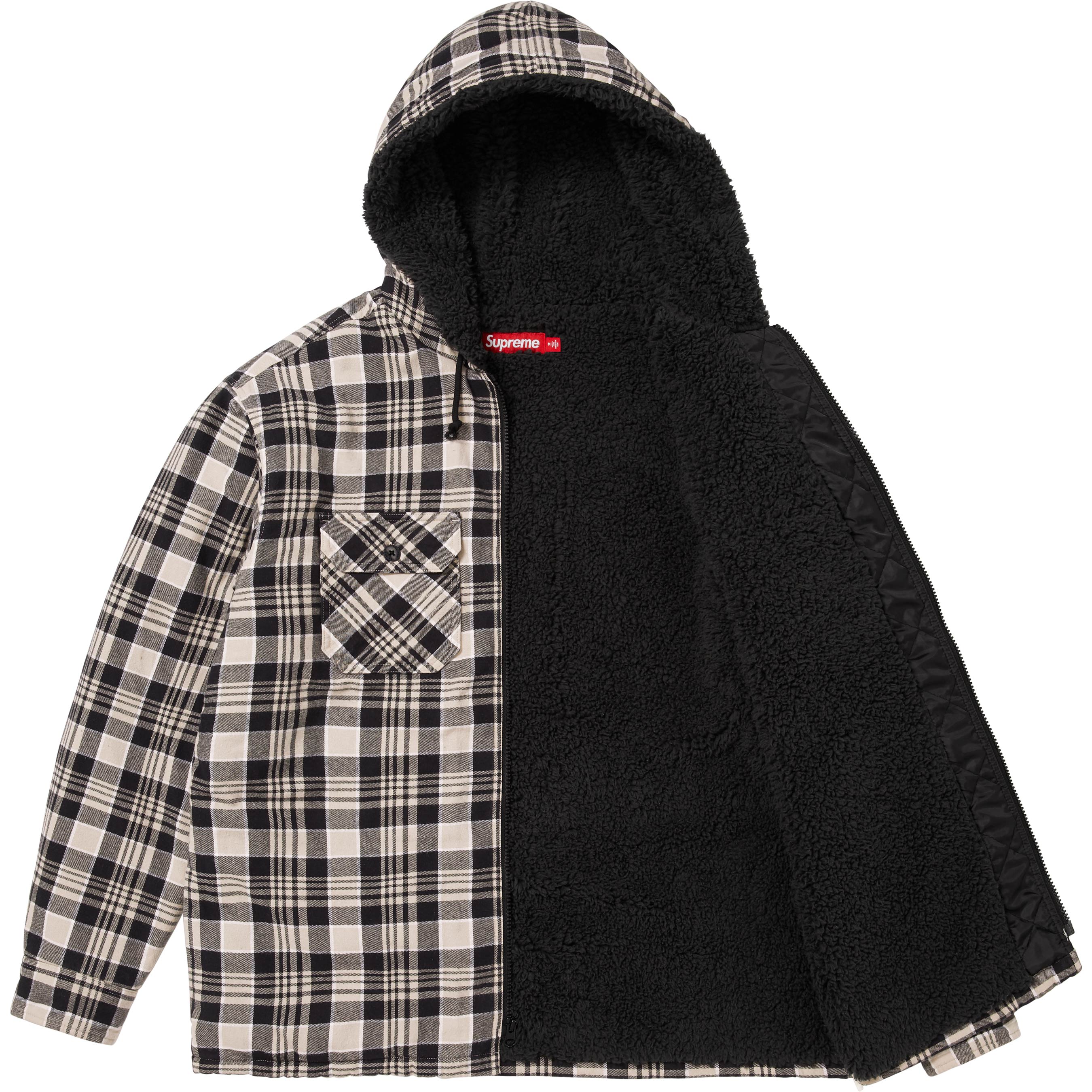 Lined Zip Up Hooded Flannel Shirt