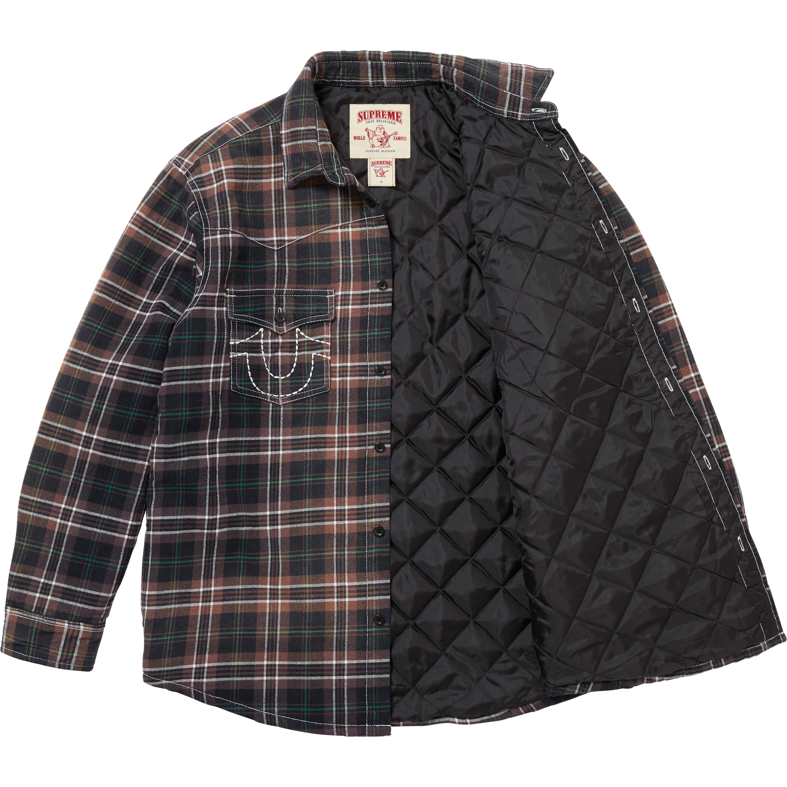 Supreme®/True Religion® Quilted Lined Plaid Flannel Shirt
