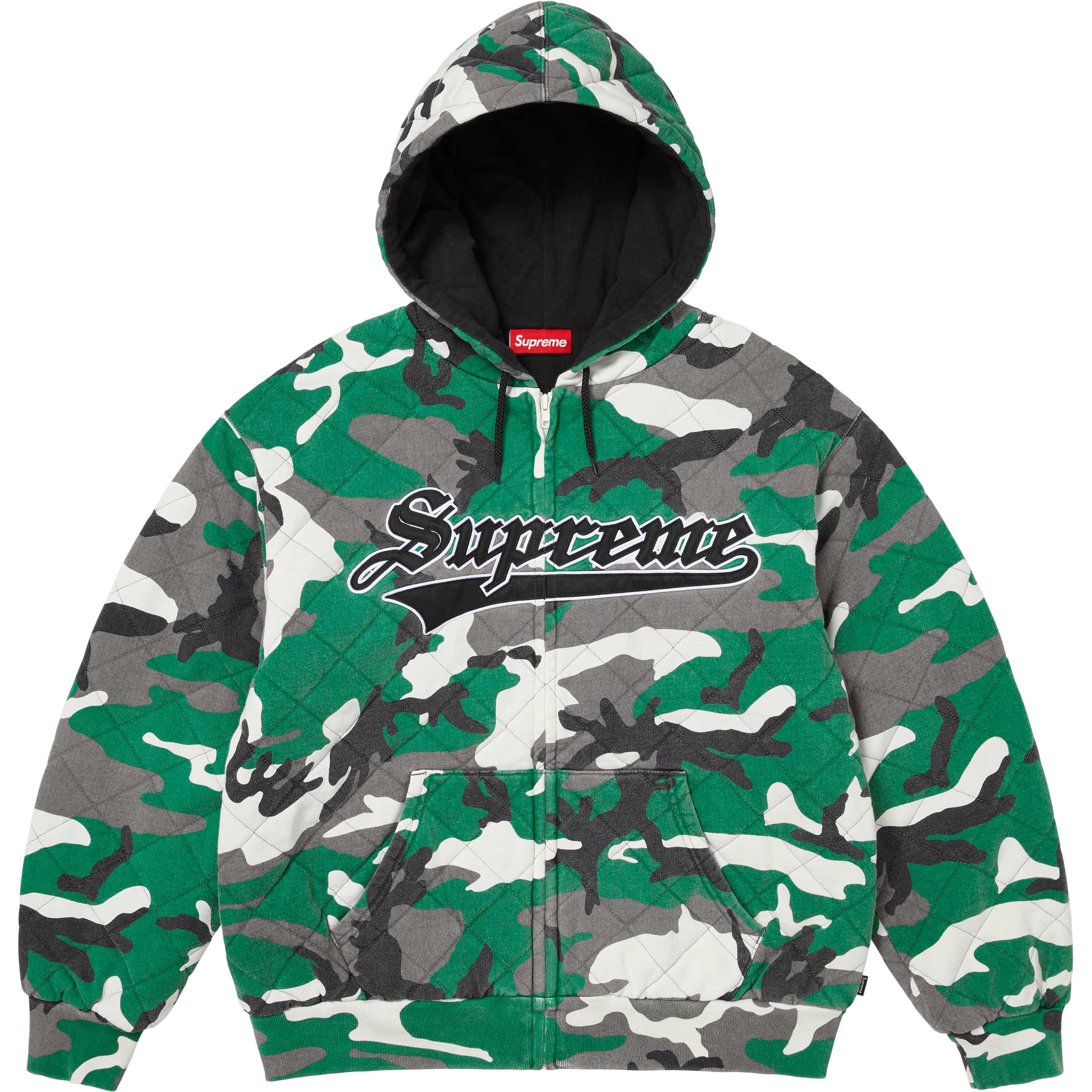 Quilted Zip Up Hooded Sweatshirt