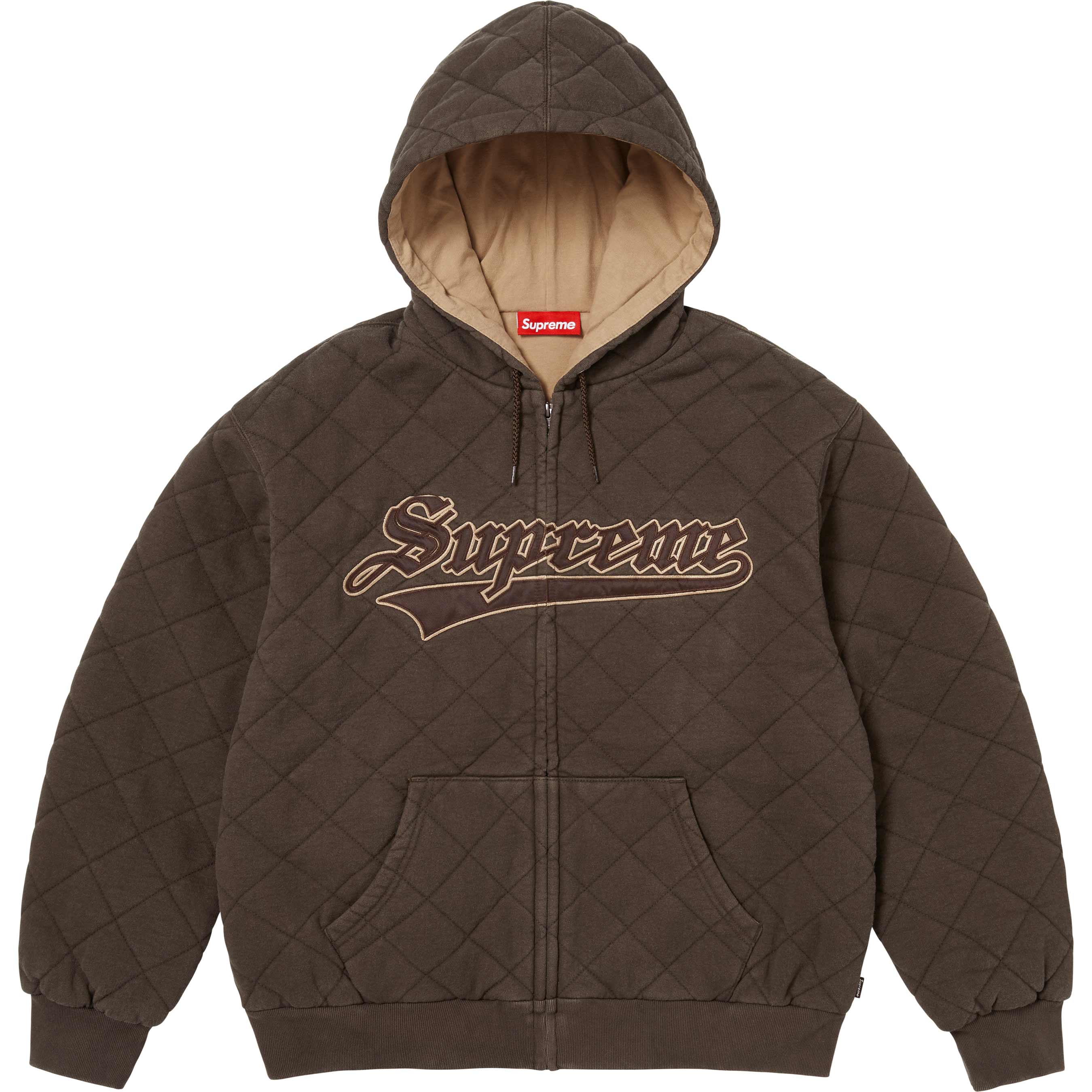 Quilted Zip Up Hooded Sweatshirt
