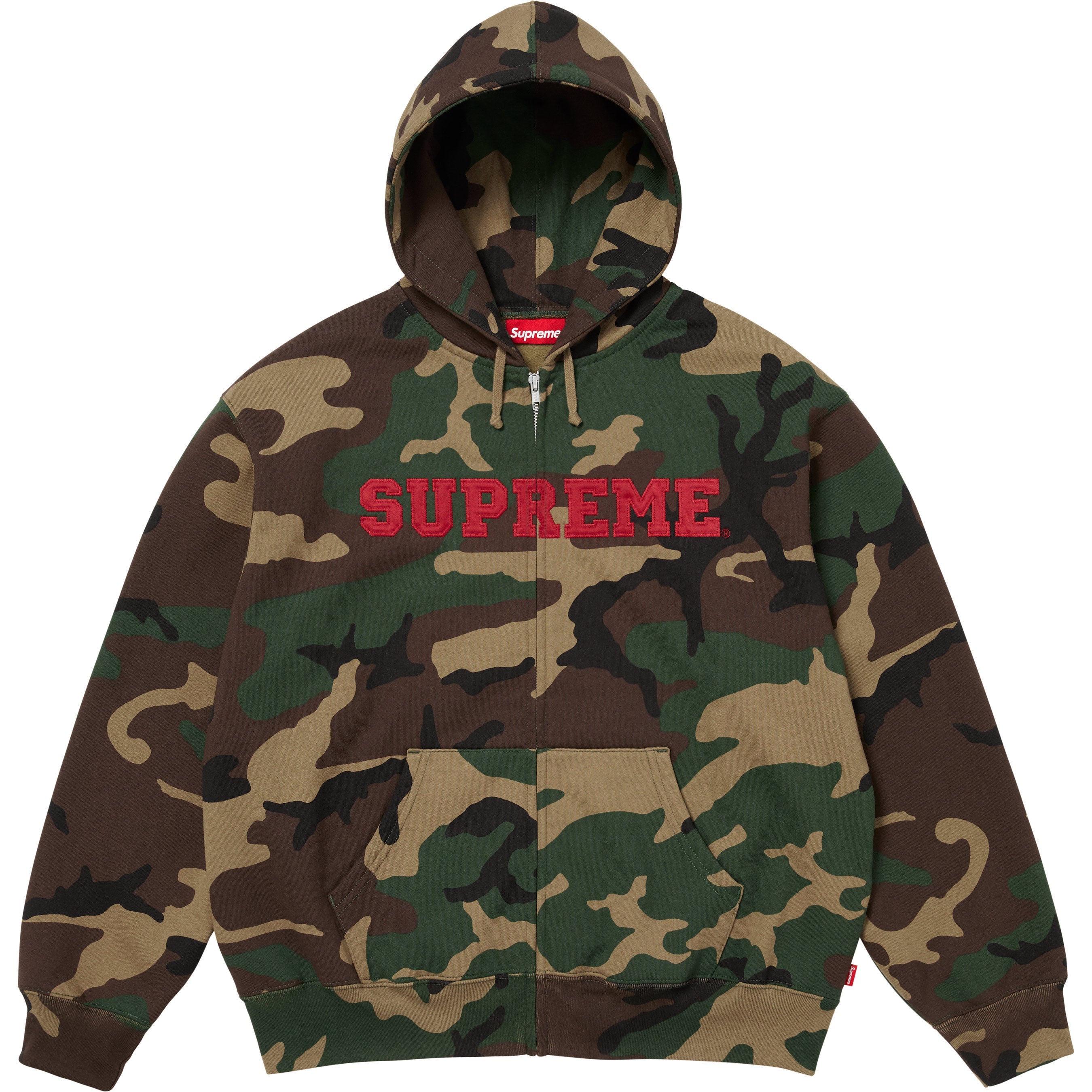 Collegiate Appliqué Zip Up Hooded Sweatshirt