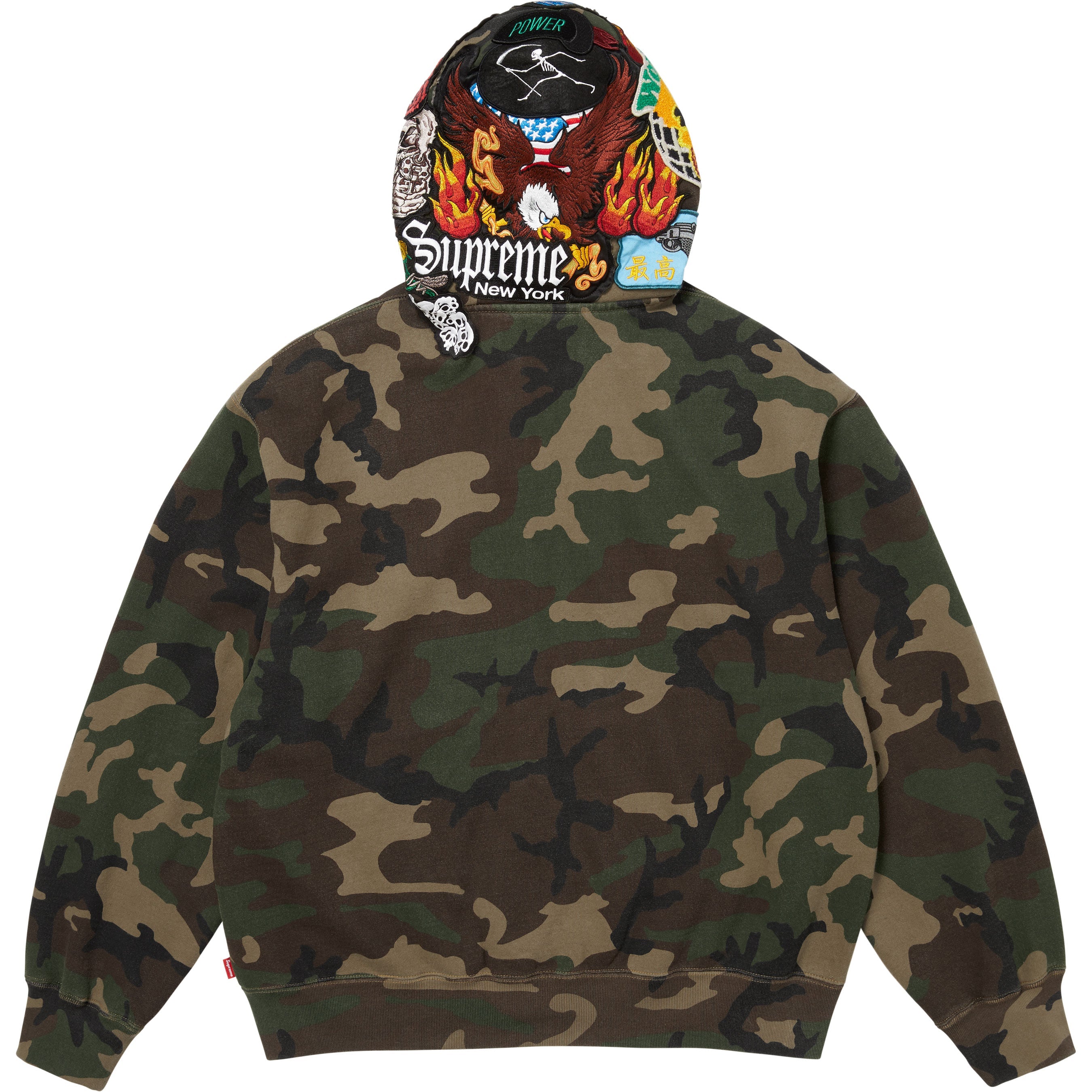 Patches Zip Up Hooded Sweatshirt