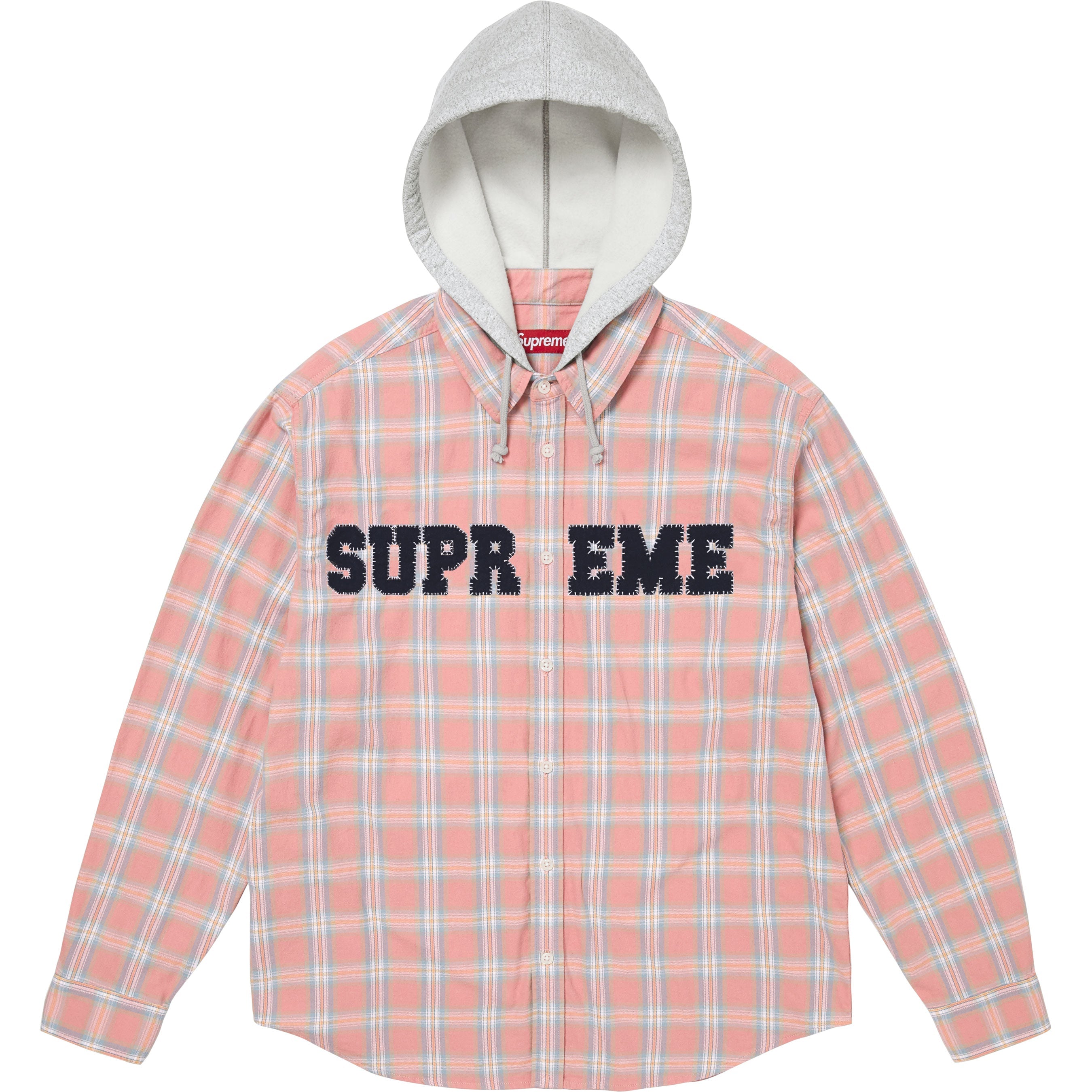 Appliqué Hooded Flannel Shirt