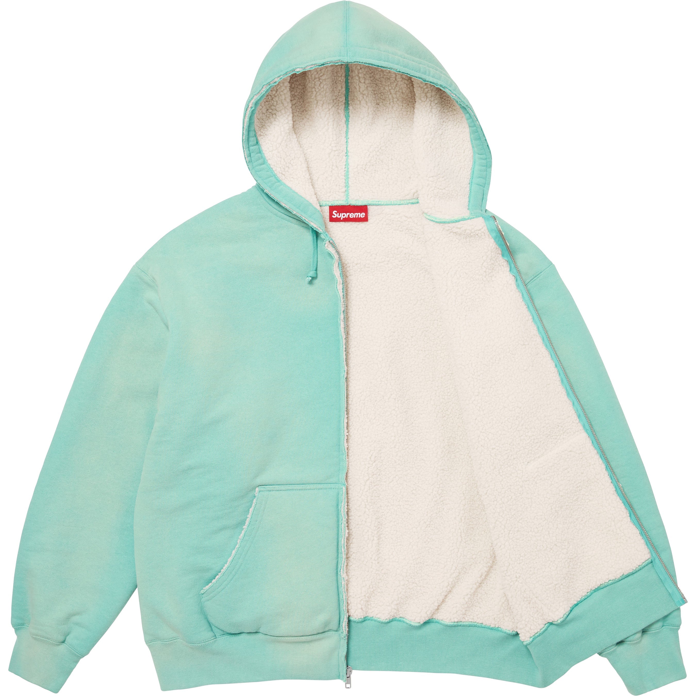 Shearling Lined Zip Up Hooded Sweatshirt