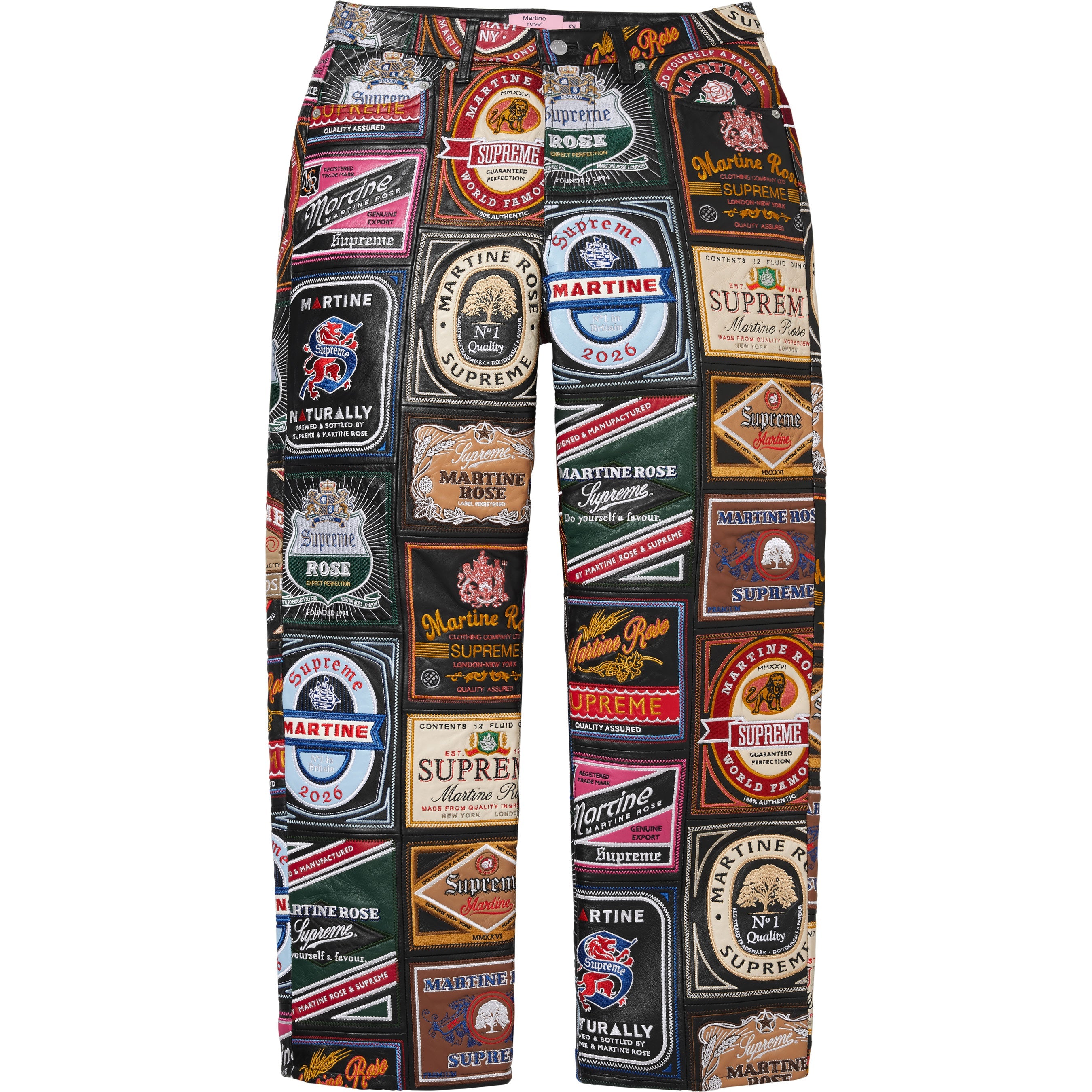 Supreme®/Martine Rose® Patchwork Labels Leather 5-Pocket Jean