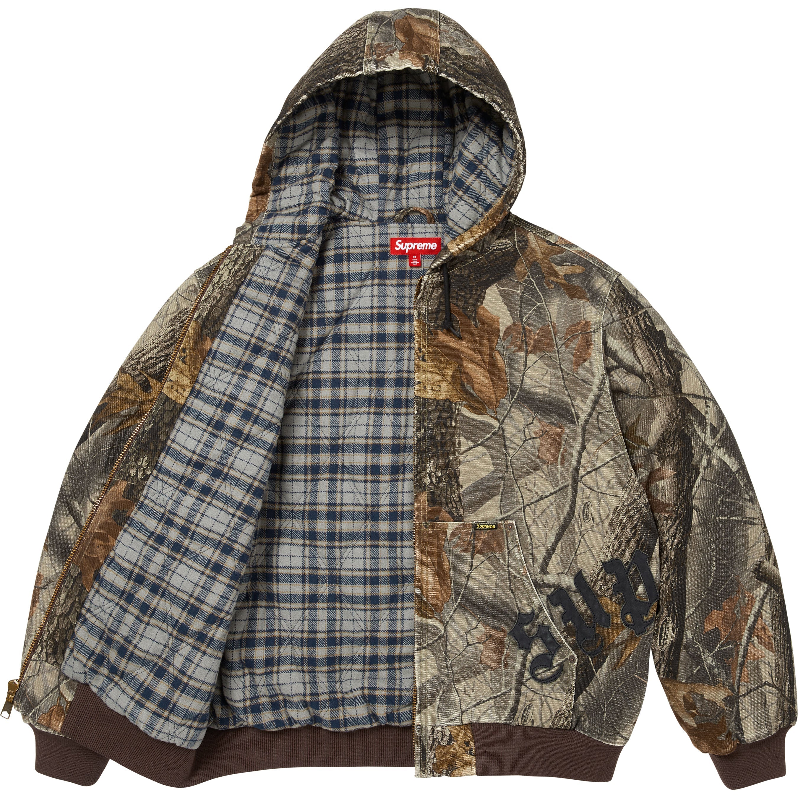 Leather Appliqué Hooded Work Jacket