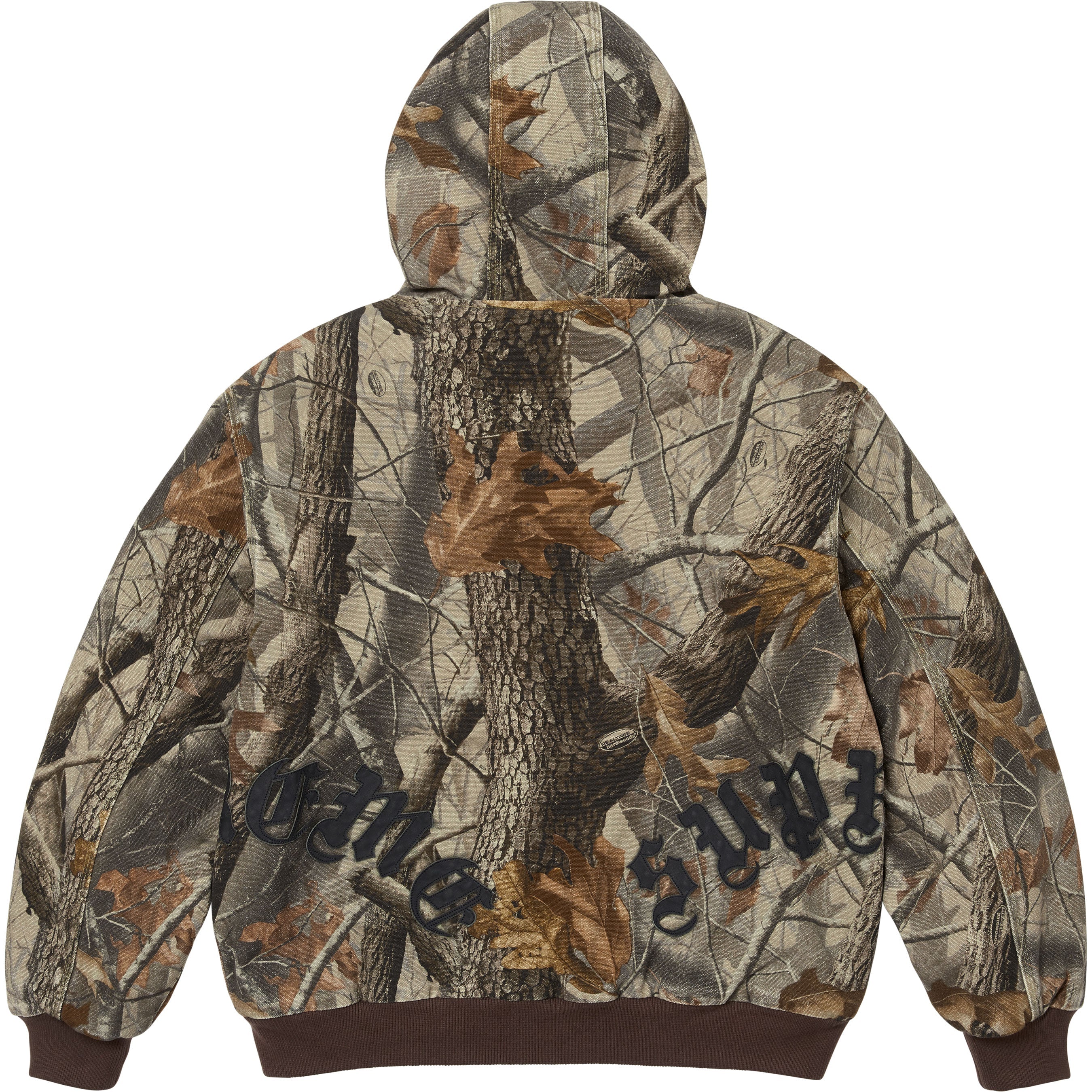 Leather Appliqué Hooded Work Jacket