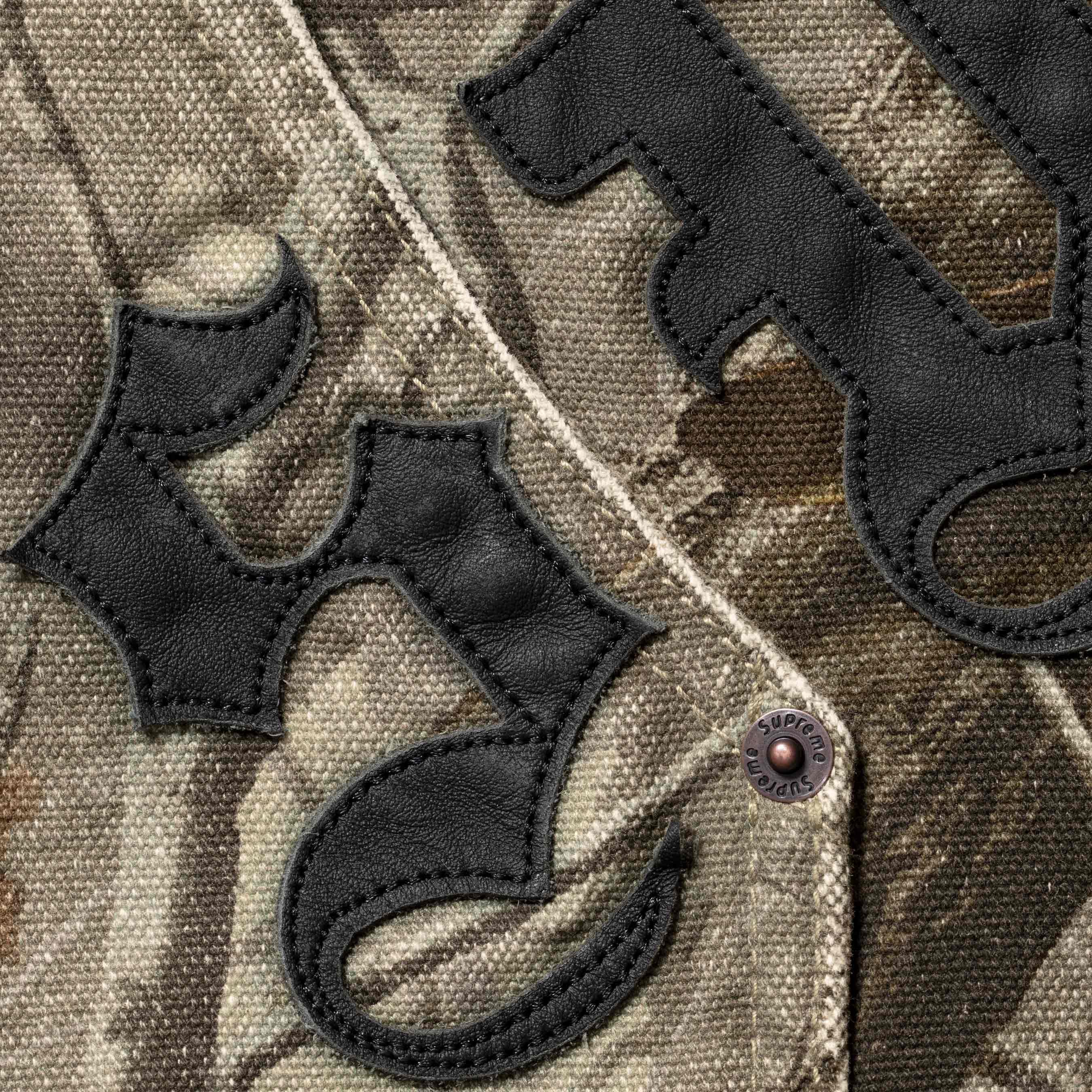 Leather Appliqué Hooded Work Jacket
