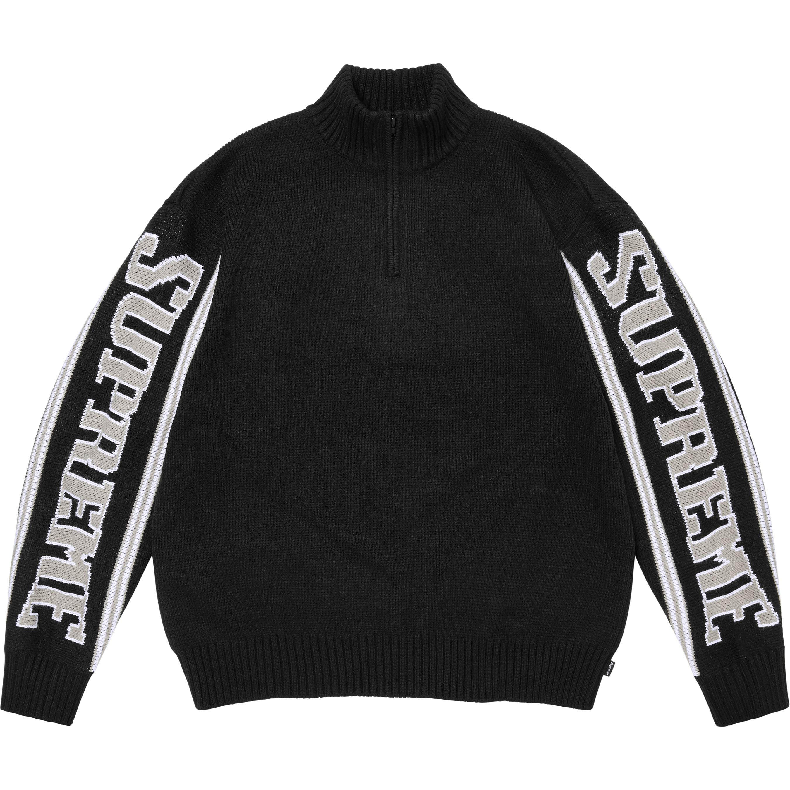 Jacquard Sleeve Half Zip Sweater