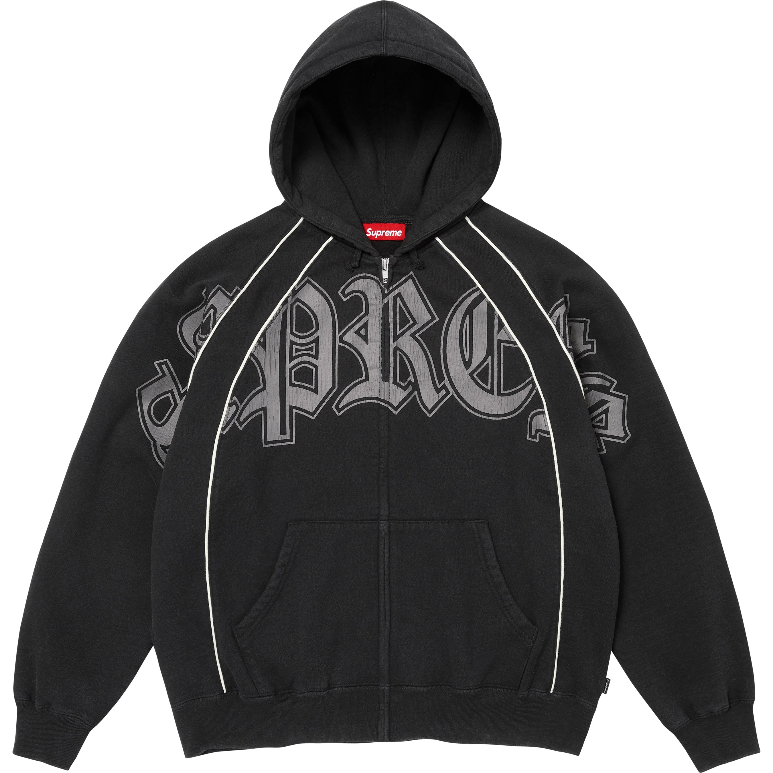 Paneled Zip Up Hooded Sweatshirt