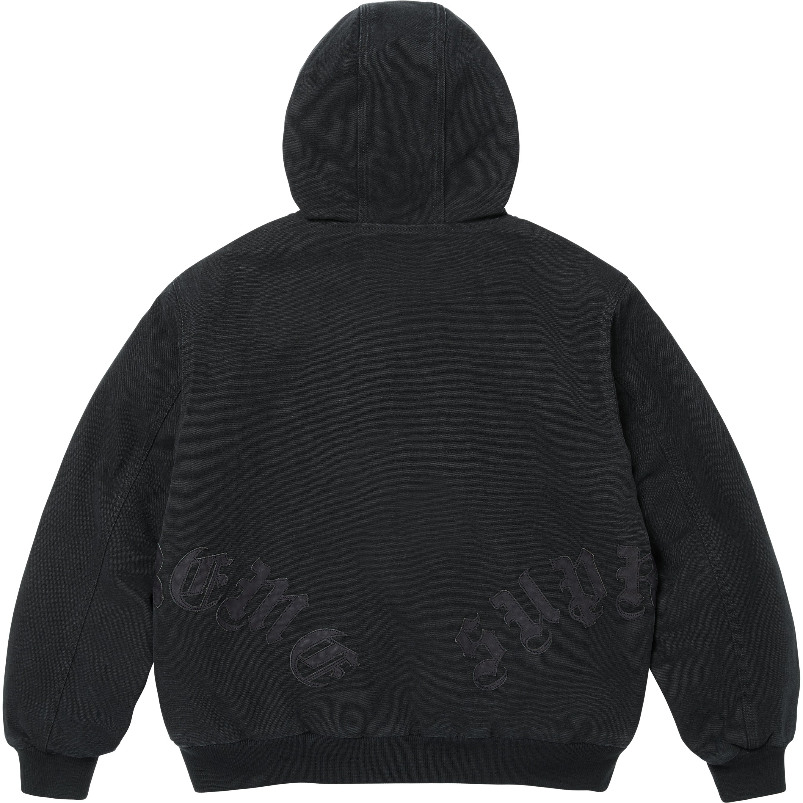 Leather Appliqué Hooded Work Jacket