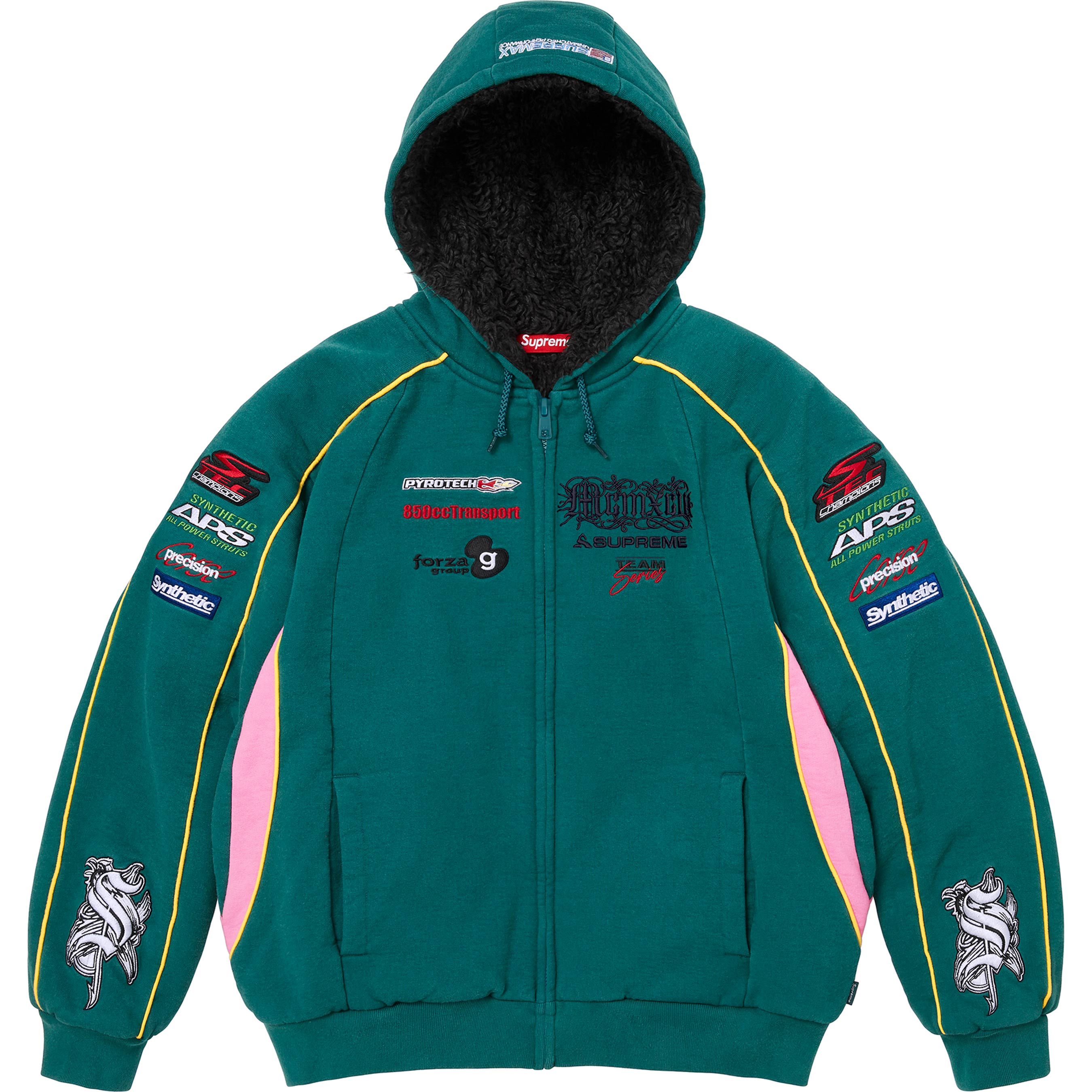 Racing Lined Zip Up Hooded Sweatshirt