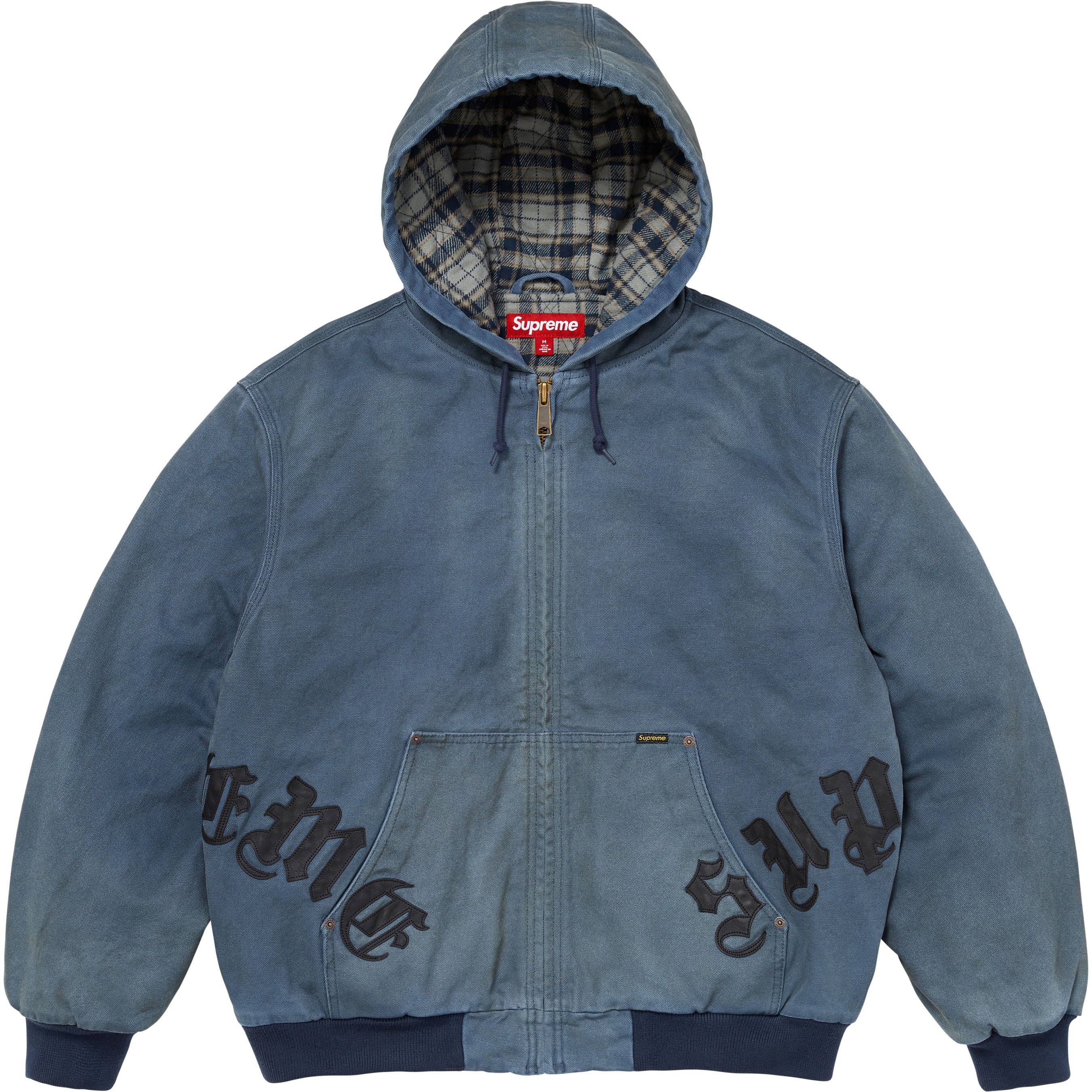 Leather Appliqué Hooded Work Jacket