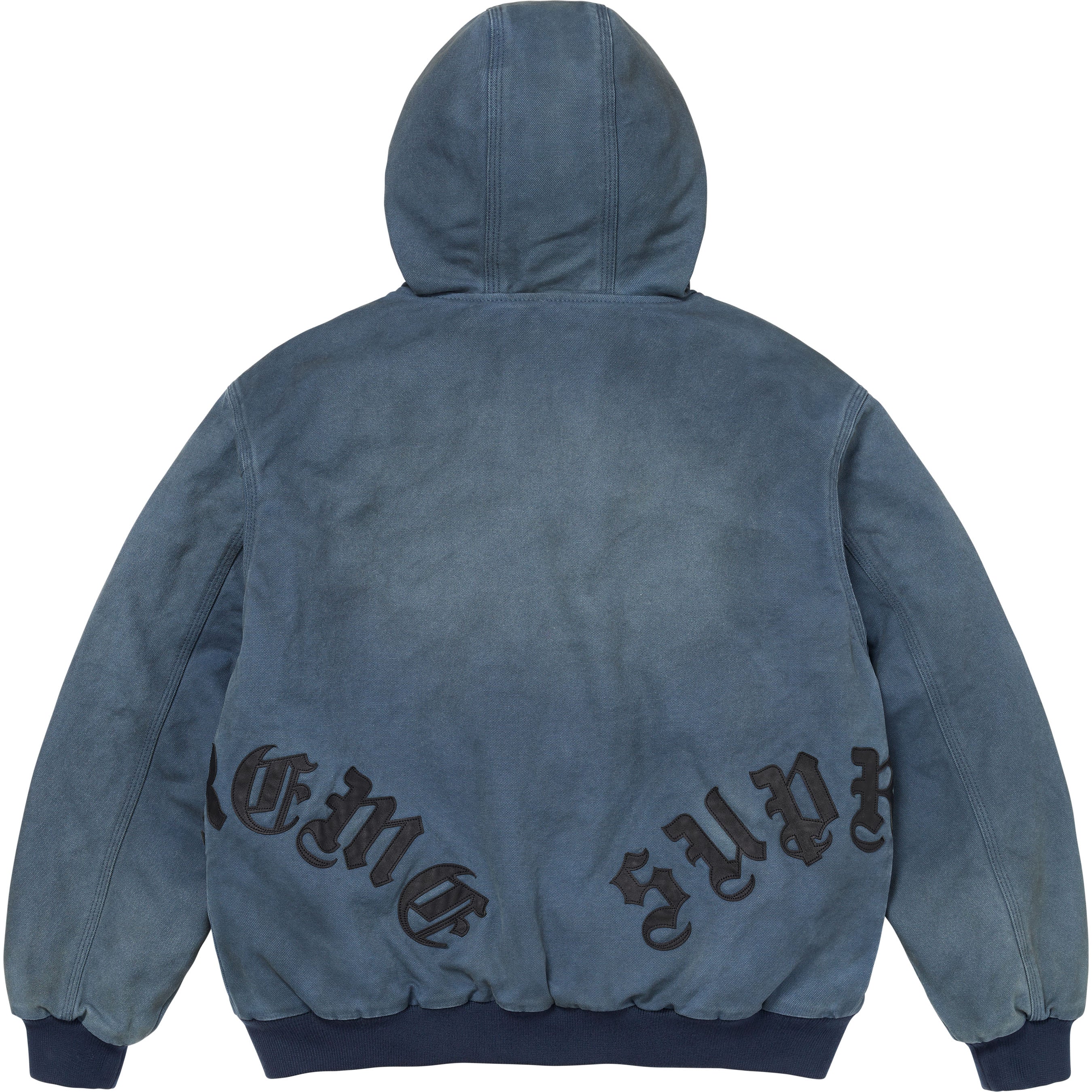 Leather Appliqué Hooded Work Jacket