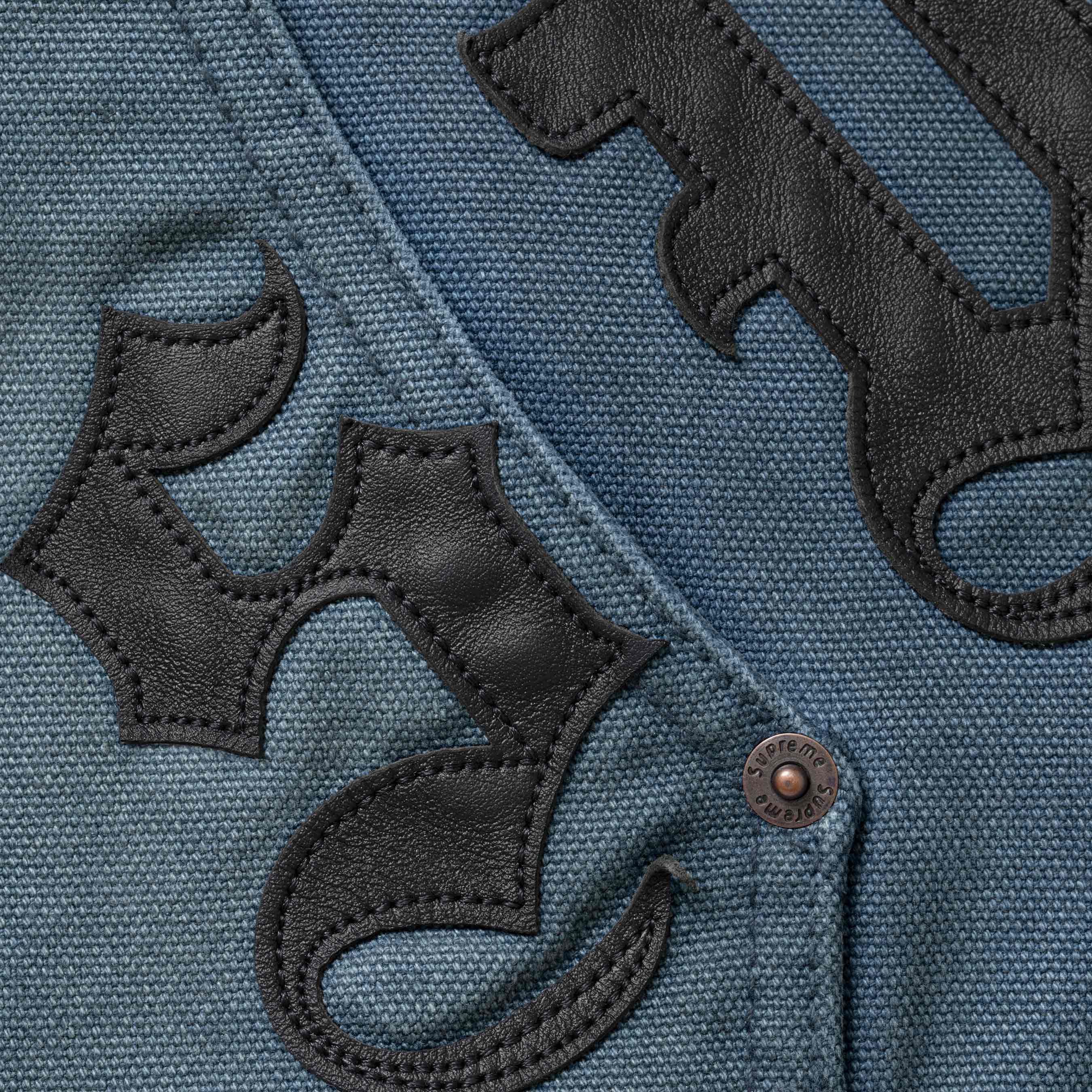 Leather Appliqué Hooded Work Jacket