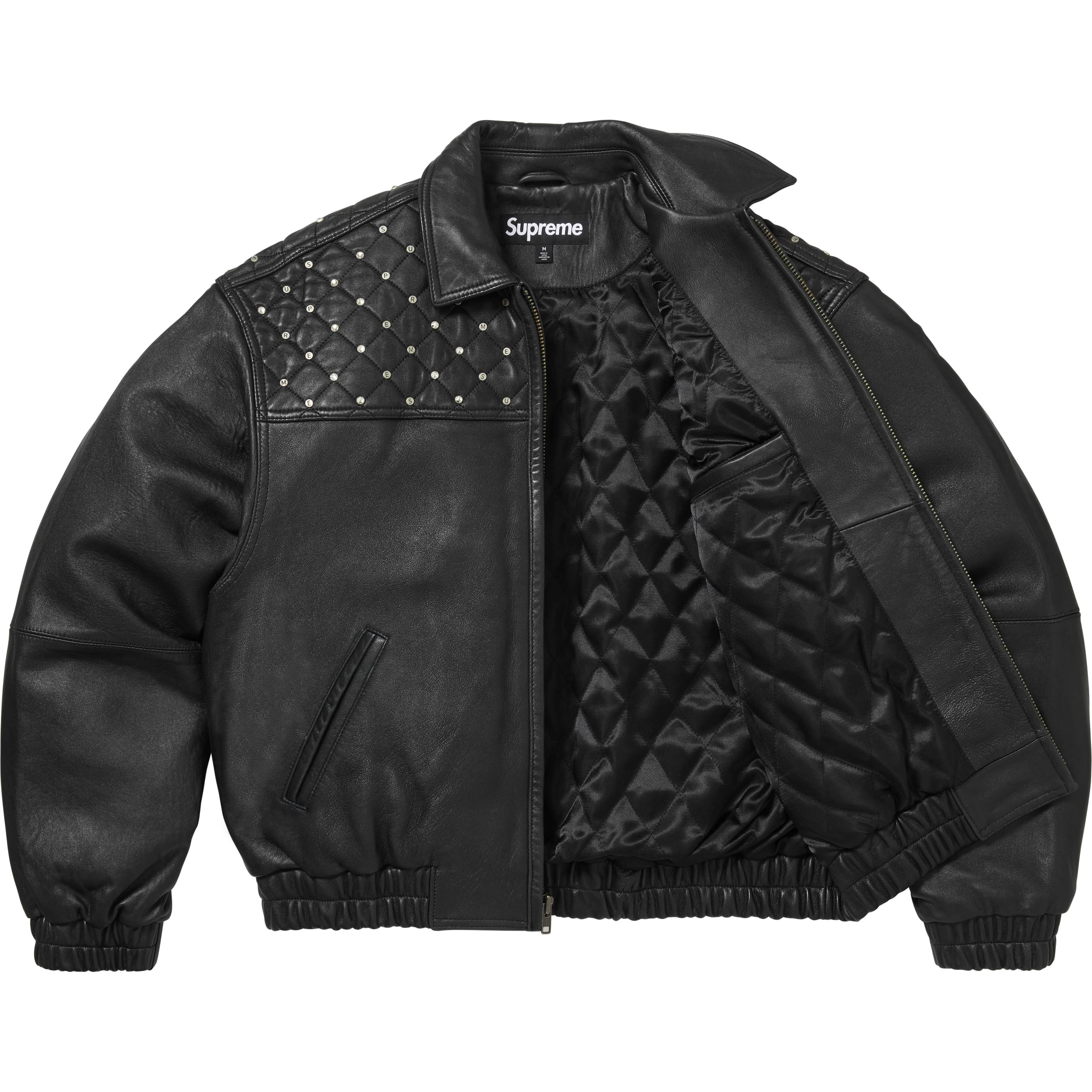 Swarovski® Studded Quilted Leather Jacket