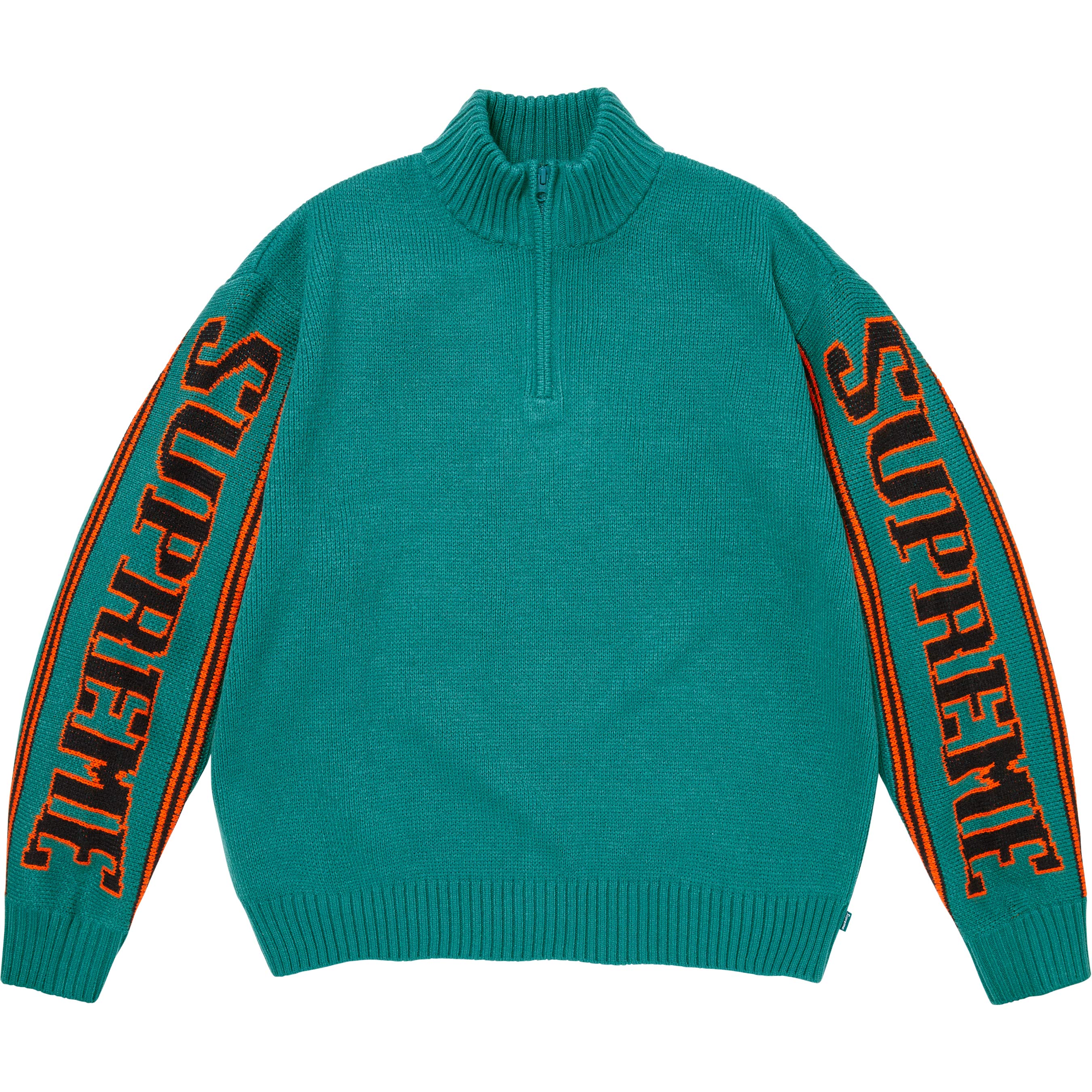 Jacquard Sleeve Half Zip Sweater