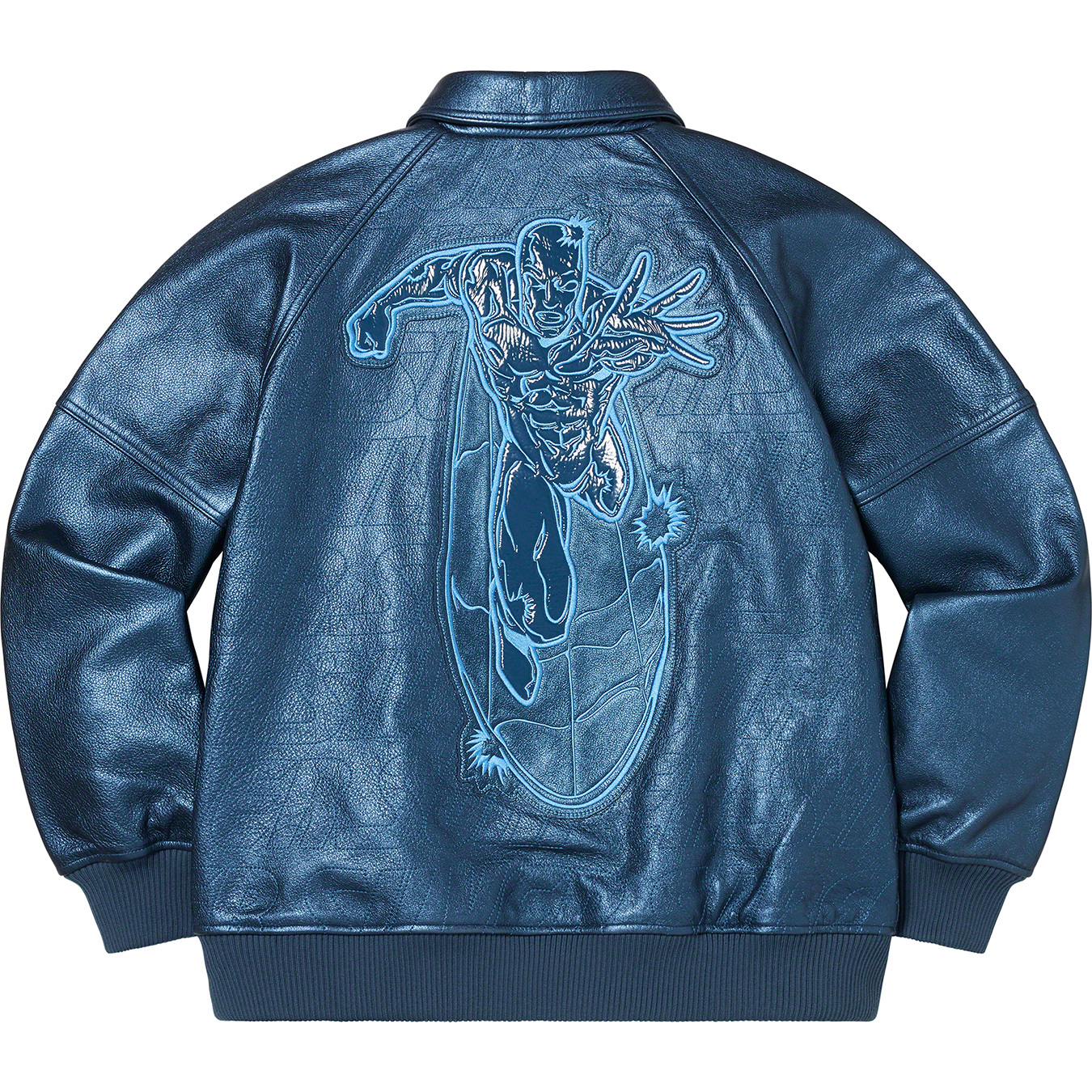 Silver Surfer Leather Varsity Jacket