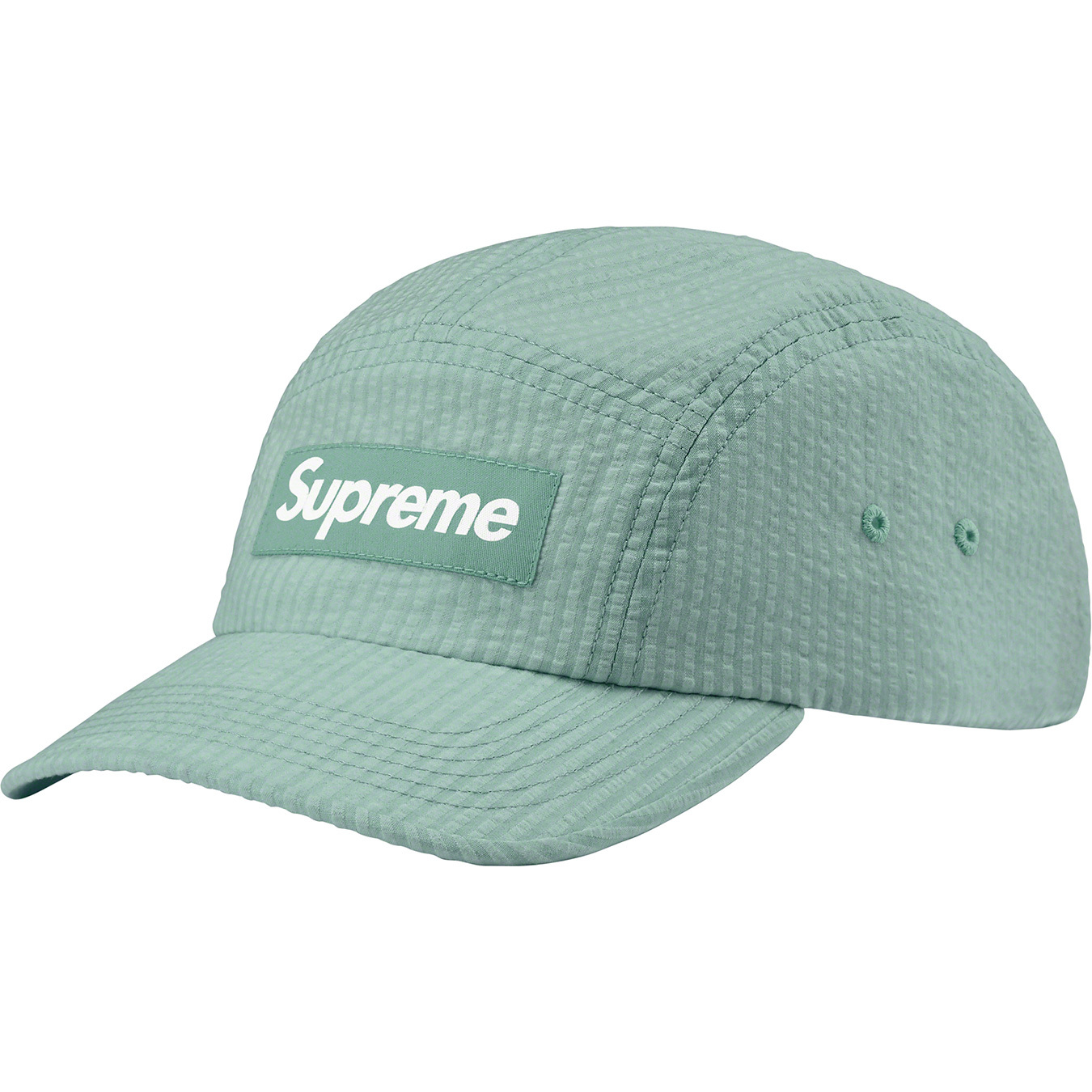 Washed Seersucker Camp Cap