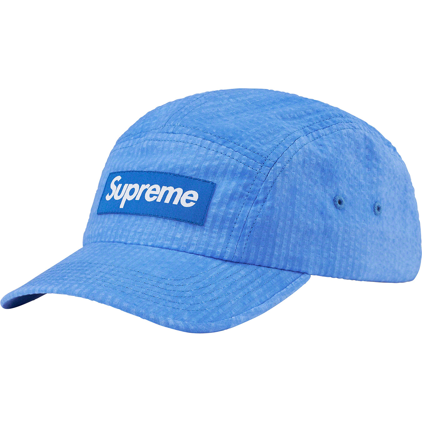 Washed Seersucker Camp Cap