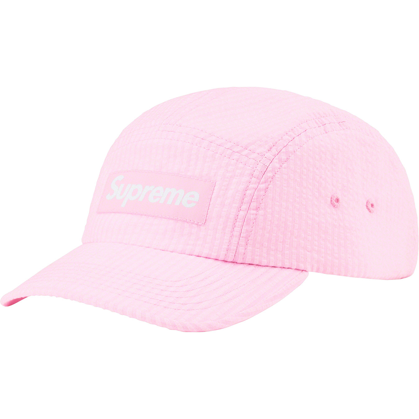 Washed Seersucker Camp Cap