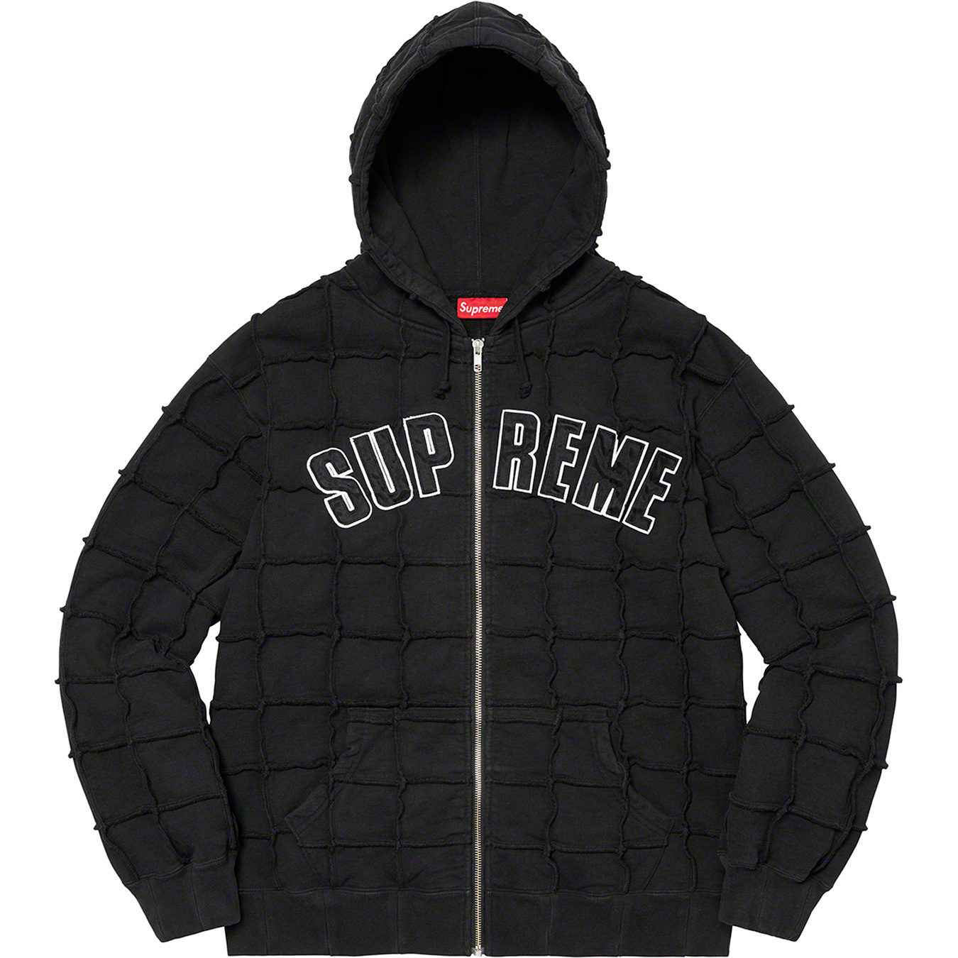 Reverse Patchwork Zip Up Hooded Sweatshirt