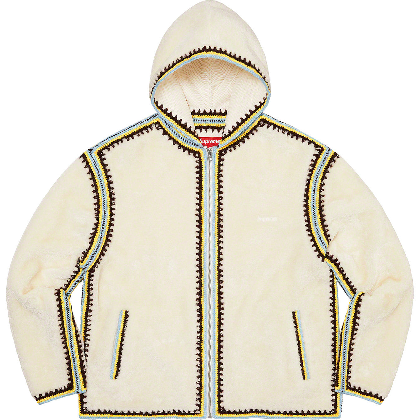 Crochet Edge Hooded Zip Up Top