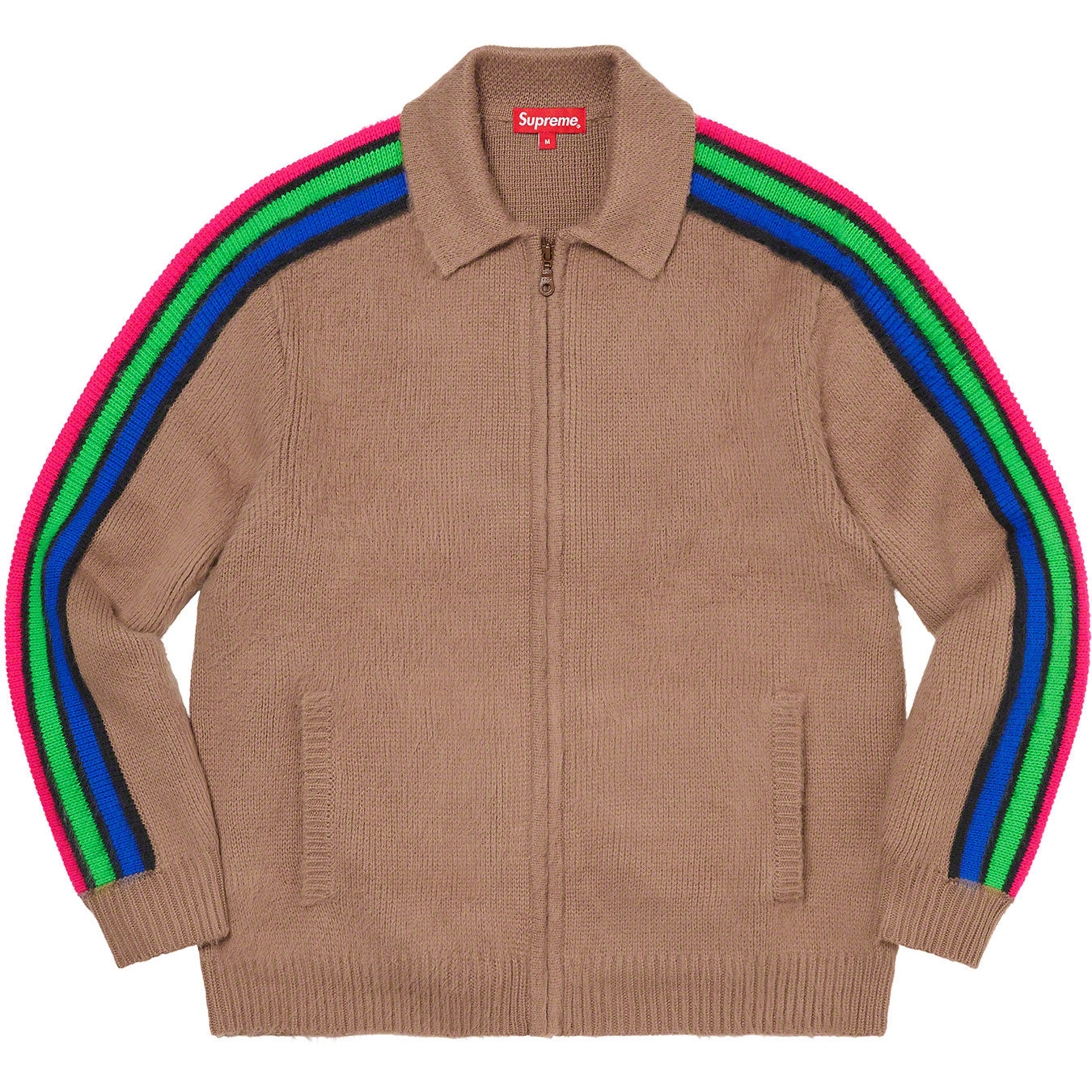 Sleeve Stripe Zip Up Sweater