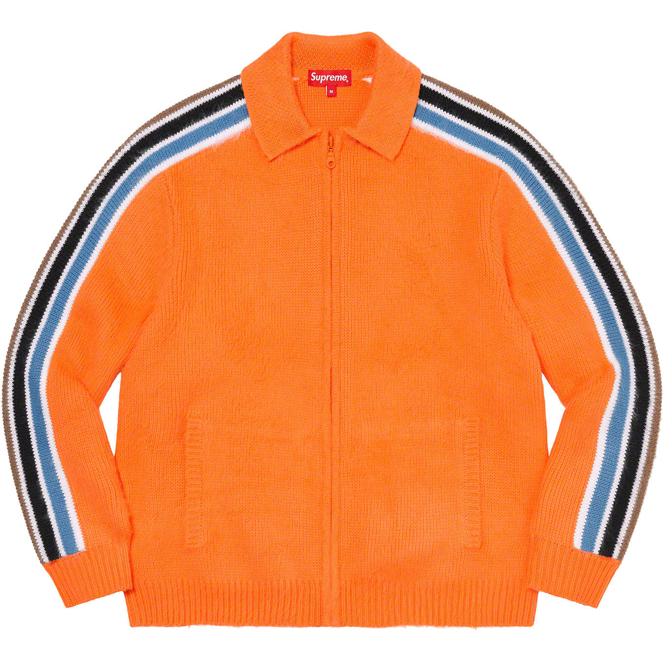 Sleeve Stripe Zip Up Sweater