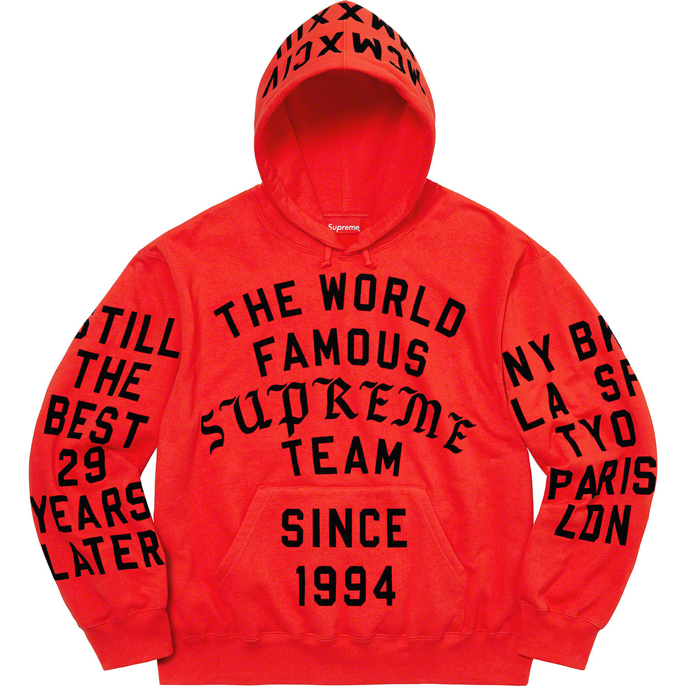 Supreme Team Flocked Hooded Sweatshirt