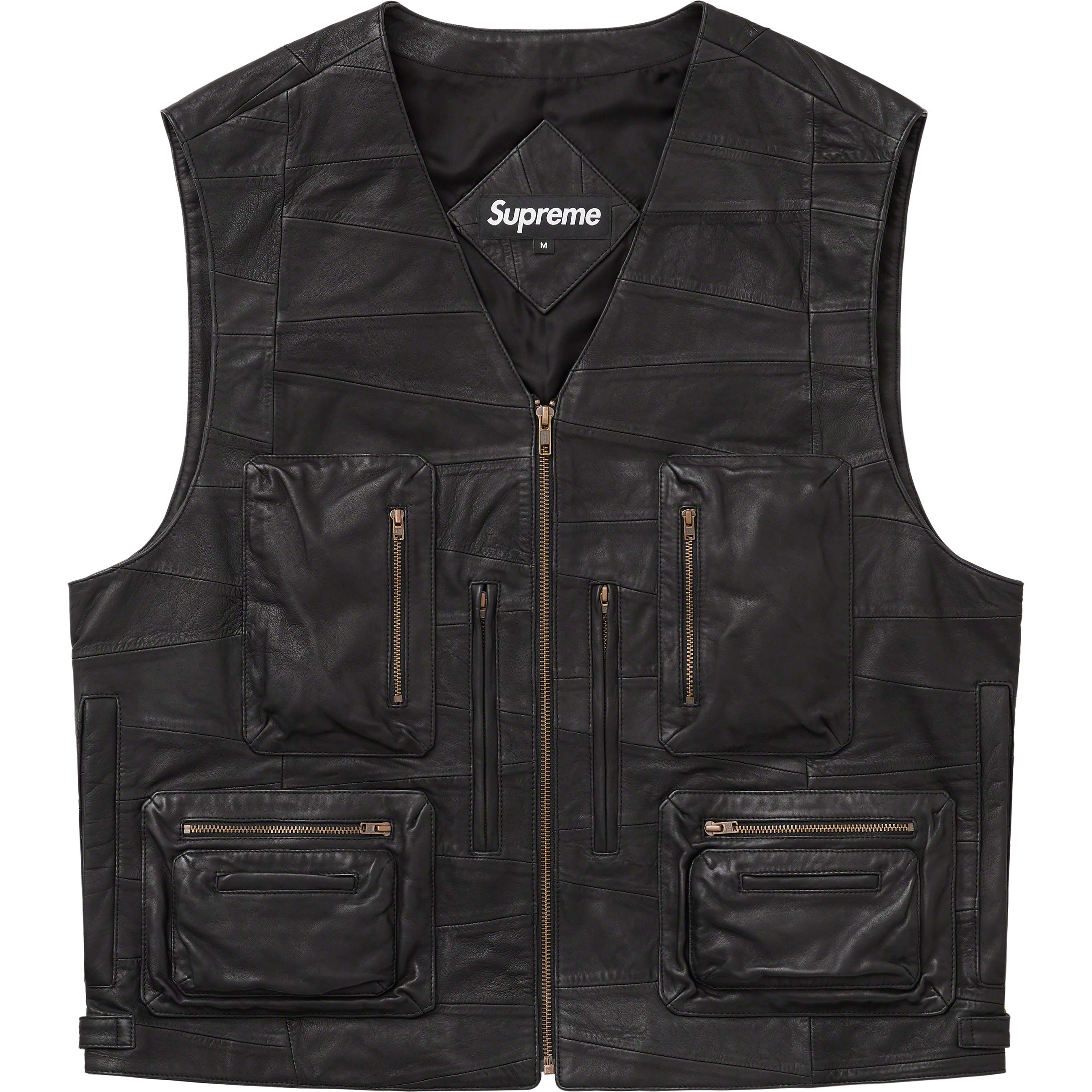 Patchwork Leather Cargo Vest