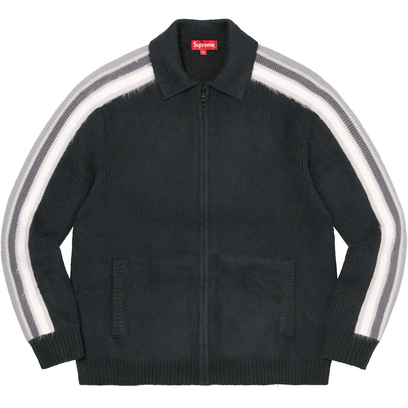 Sleeve Stripe Zip Up Sweater
