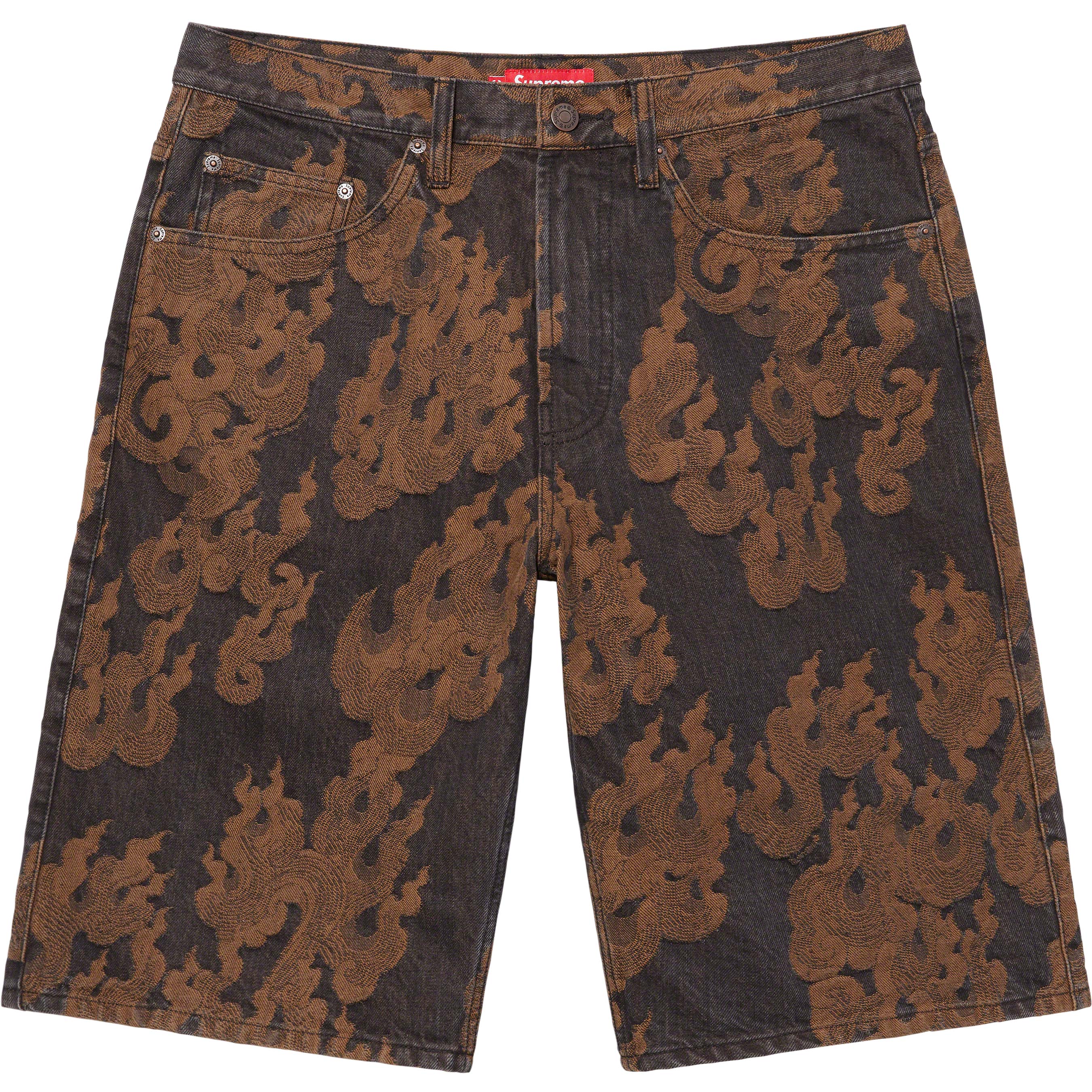 Flames Jacquard Baggy Denim Short