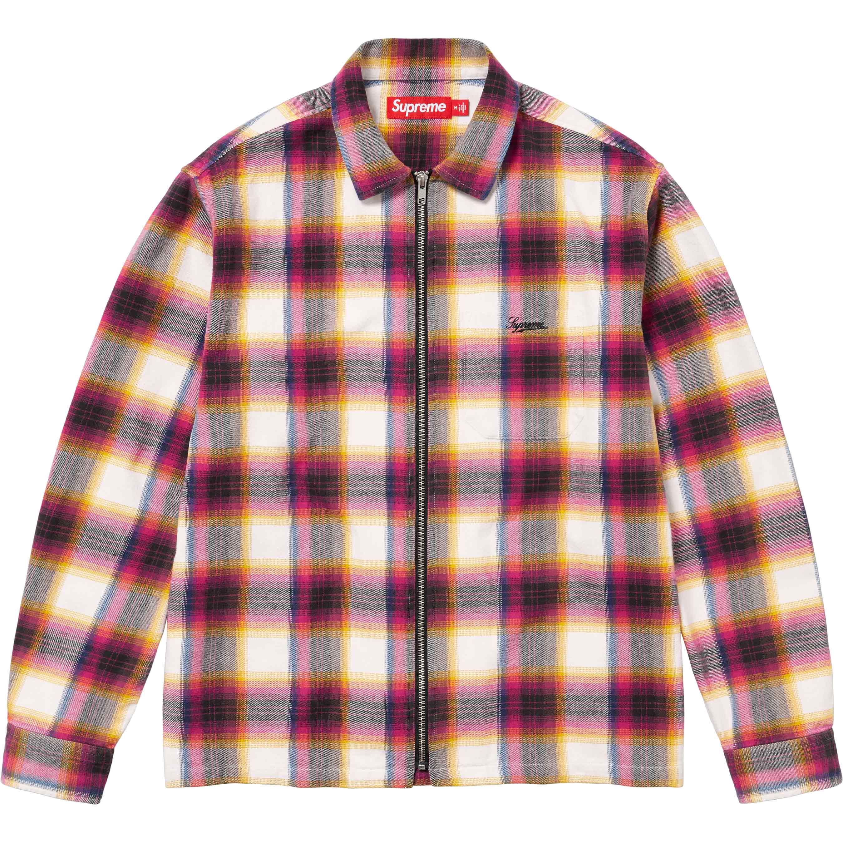 Shadow Plaid Flannel Zip Up Shirt