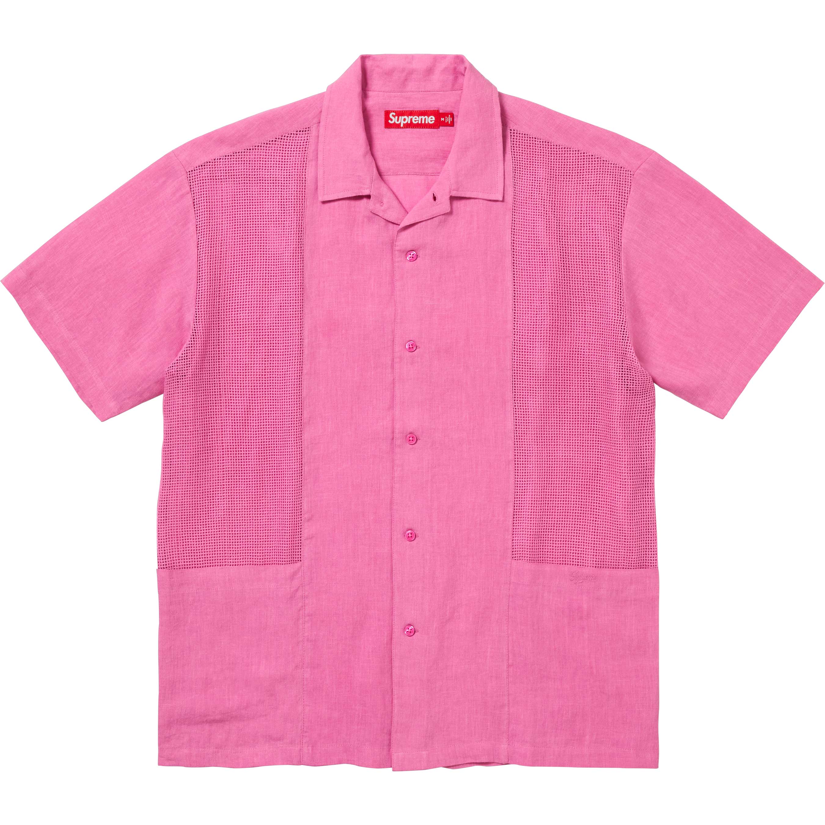 Mesh Panel Linen S/S Shirt