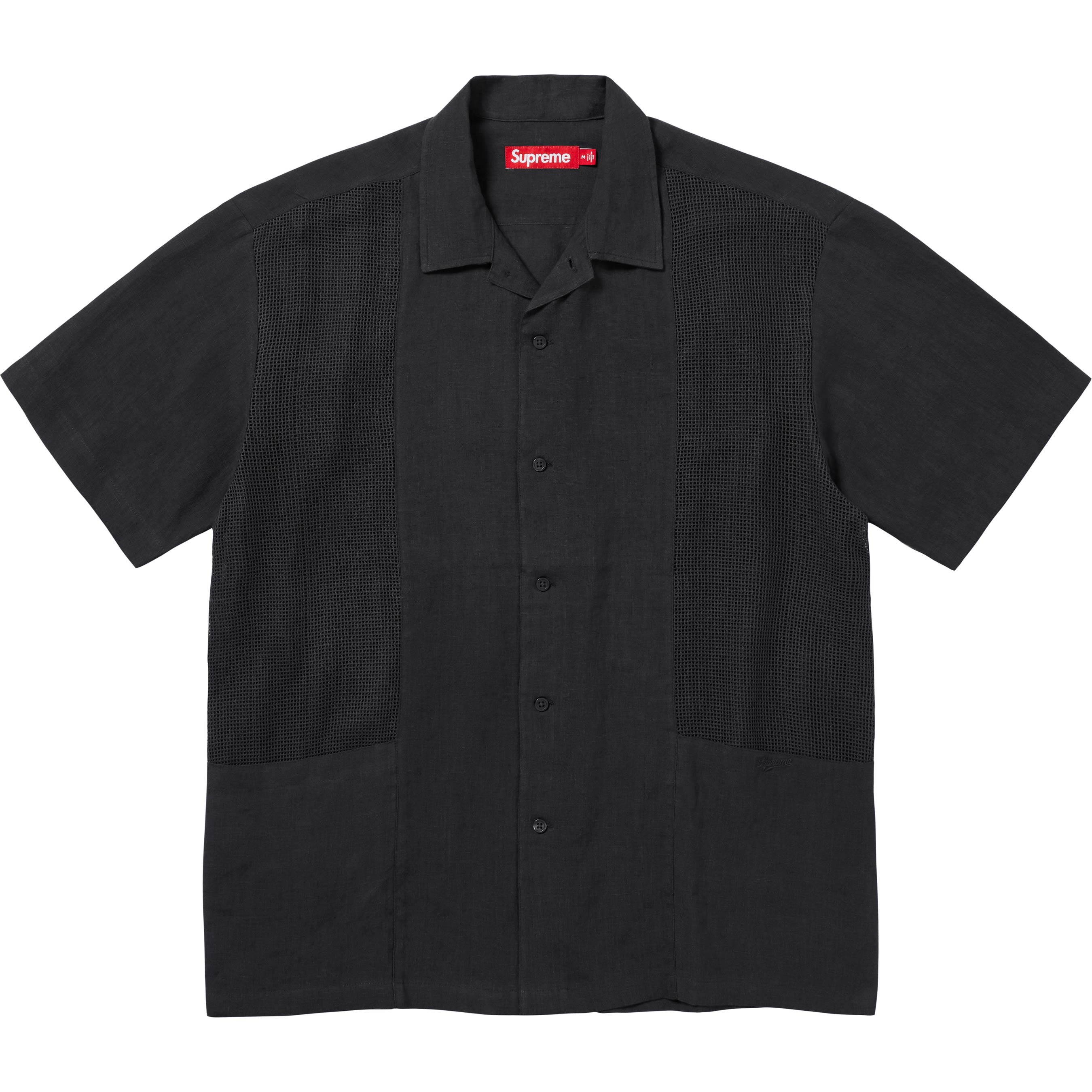 Mesh Panel Linen S/S Shirt