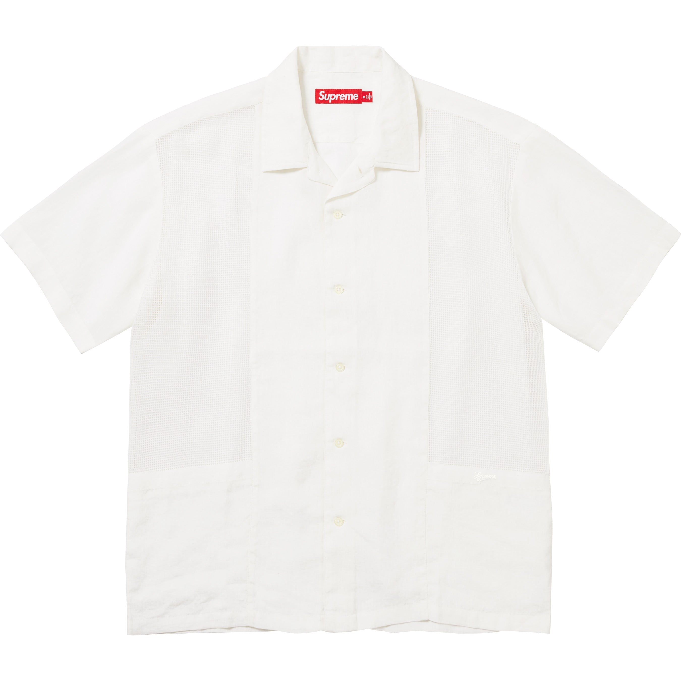 Mesh Panel Linen S/S Shirt